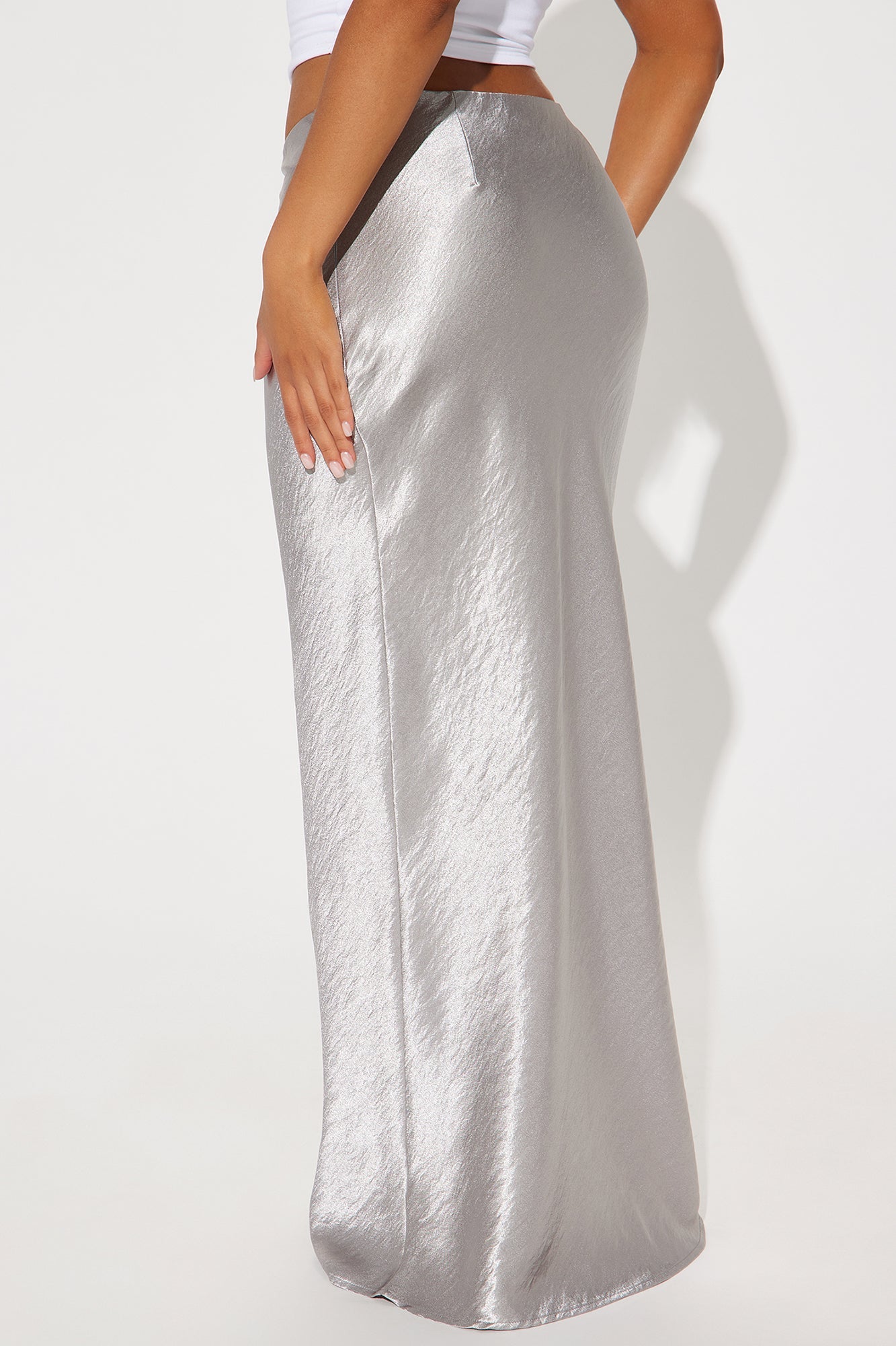 Sweet Love Satin Maxi Skirt - Grey