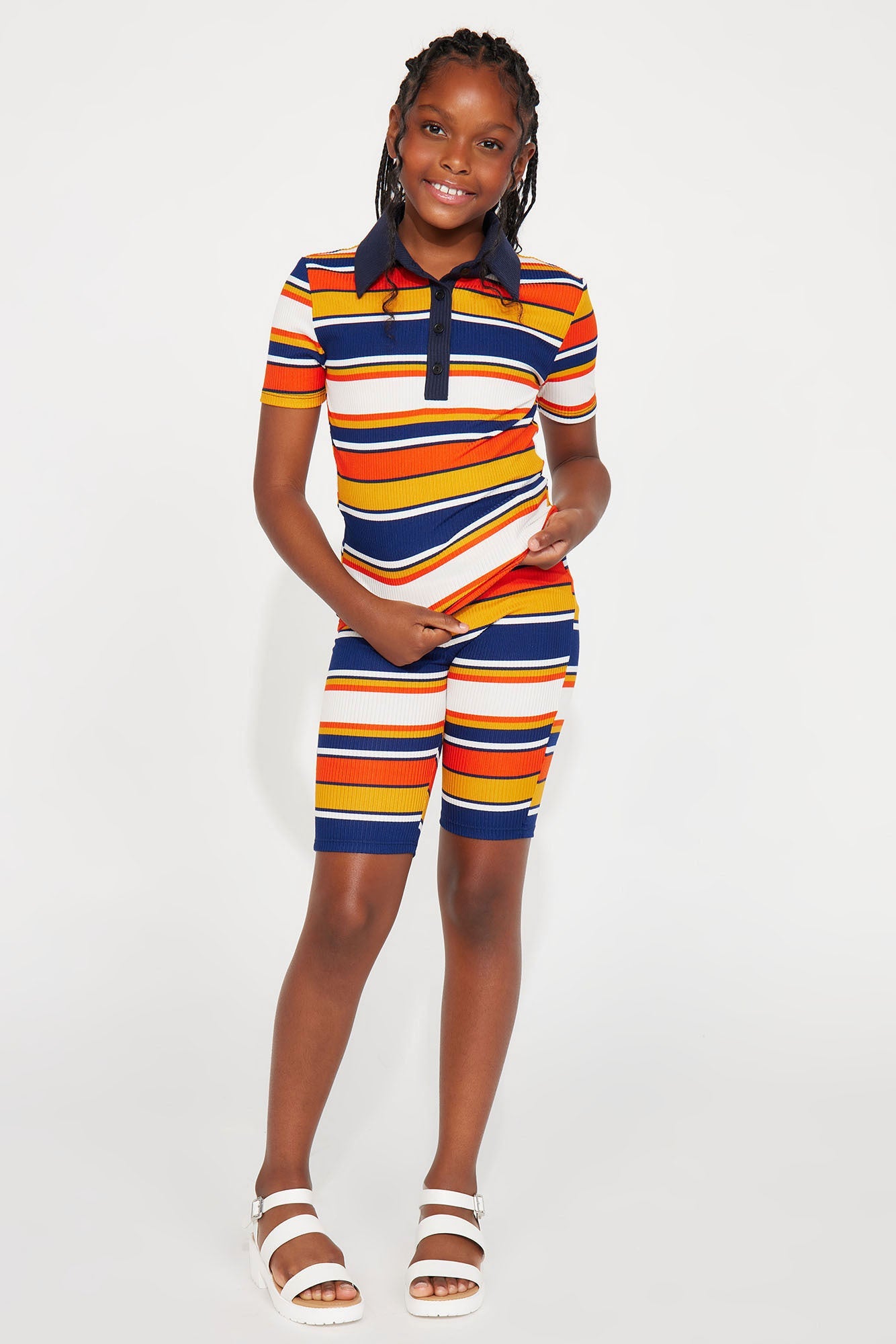 Mini Mckenzie Striped Short Set - Multi Color