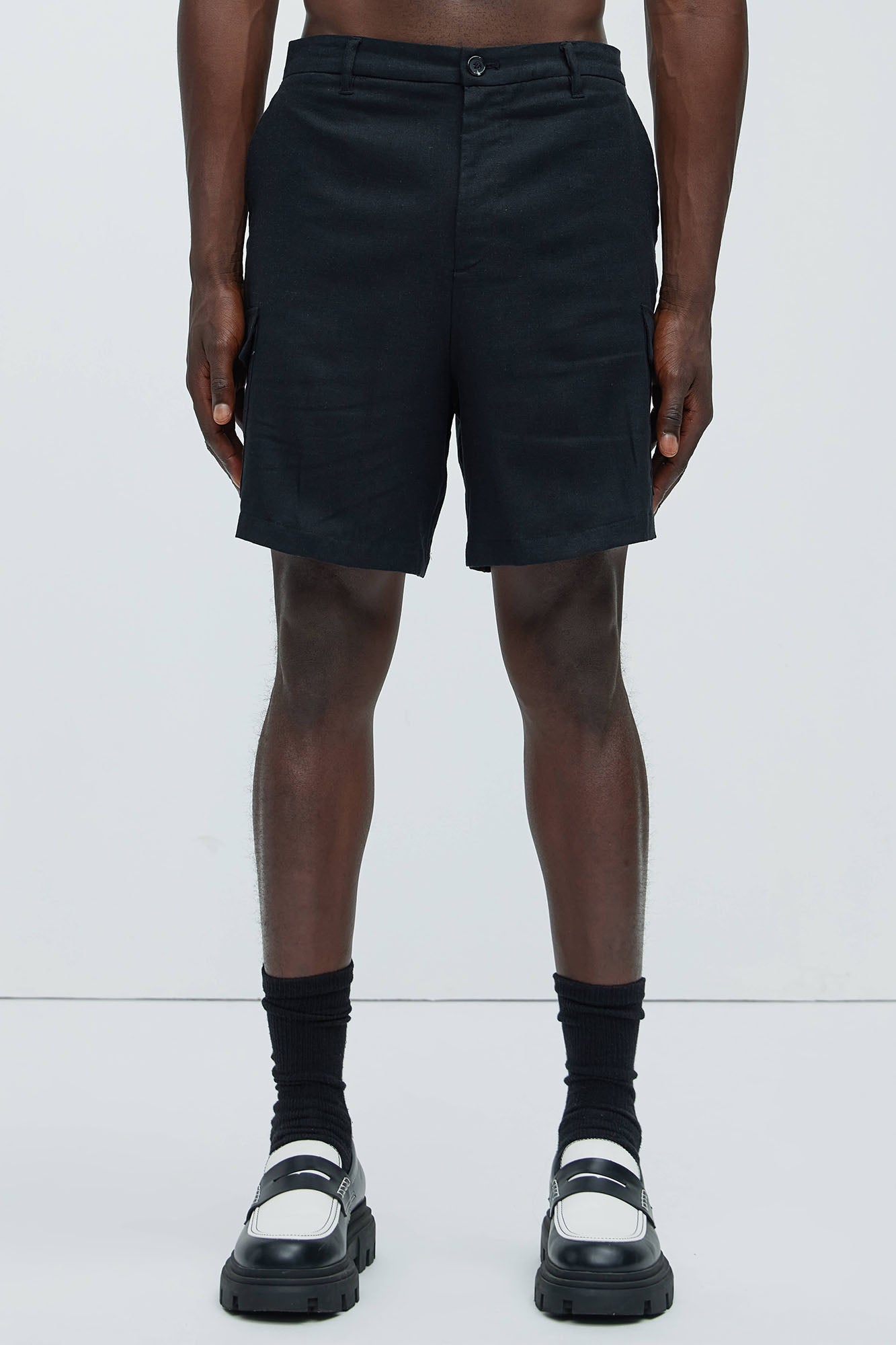 Bahamas Linen Cargo Shorts - Black