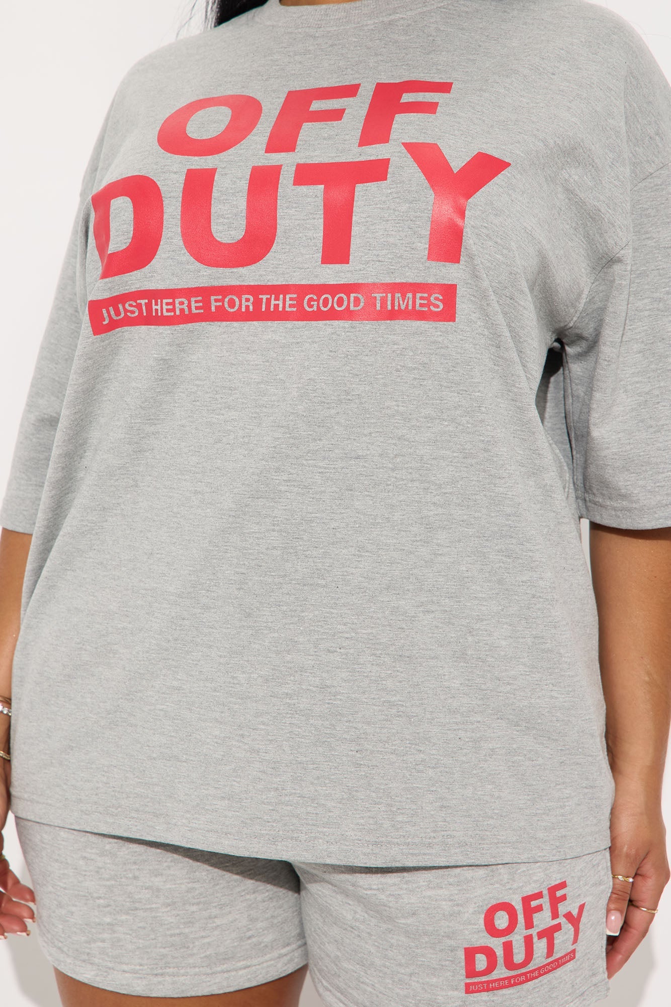 Off Duty Fleece Lounge Short Set - Grey/combo