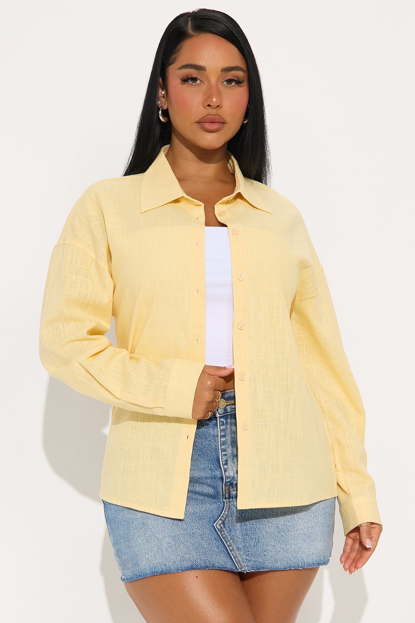Summer Somewhere Linen Shirt - Butter Yellow