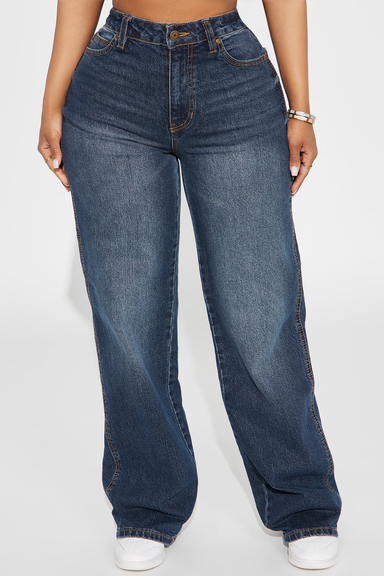 Blissful Blues Curvy Wide Leg Jeans - Dark Wash