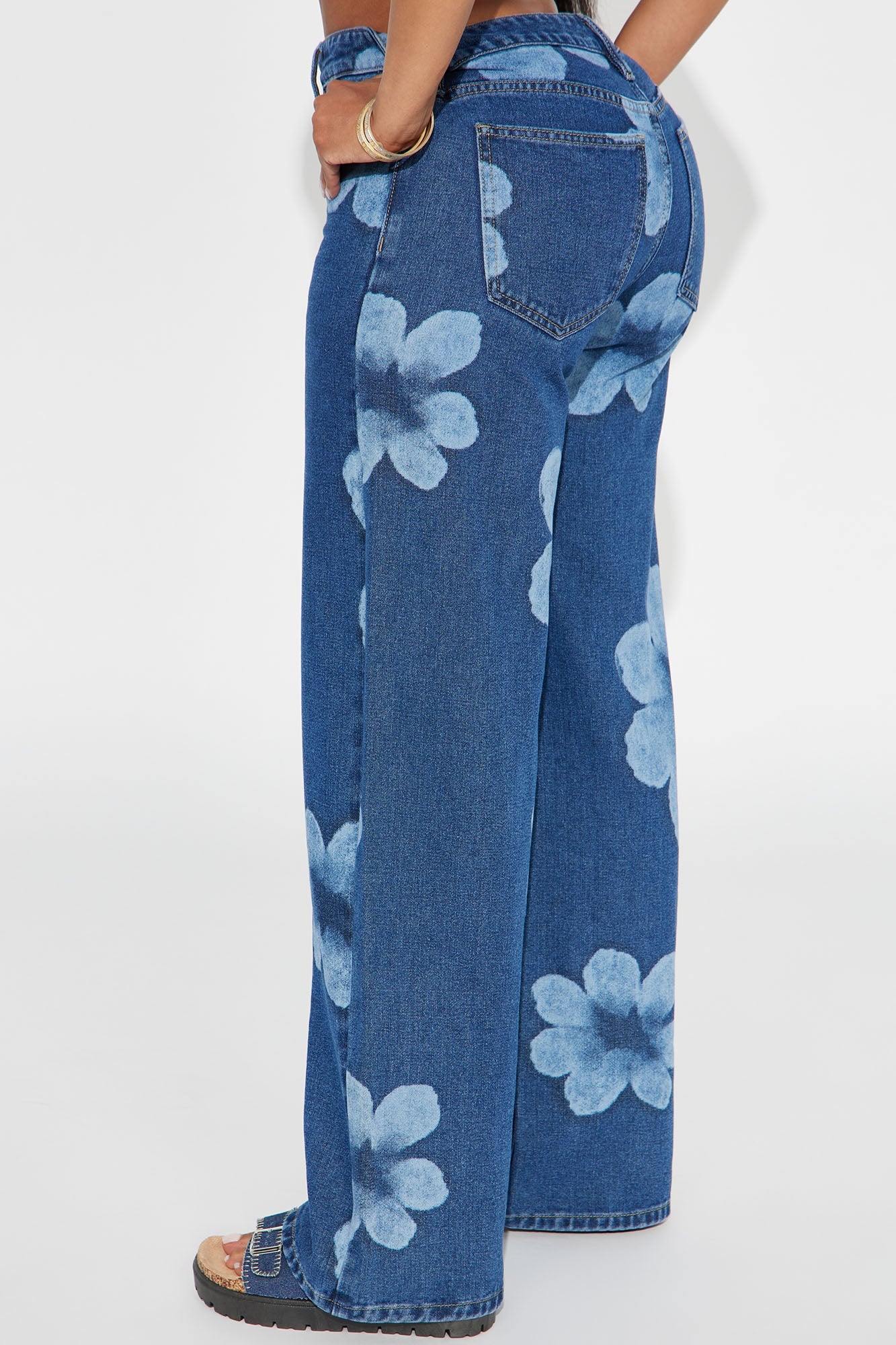 Born To Bloom Baggy Denim Jeans - Dark Wash