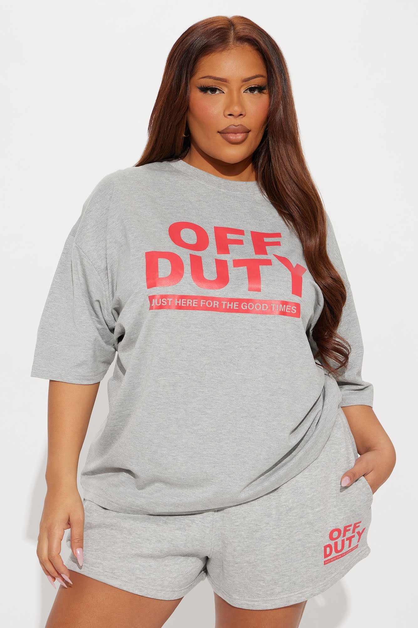 Off Duty Fleece Lounge Short Set - Grey/combo