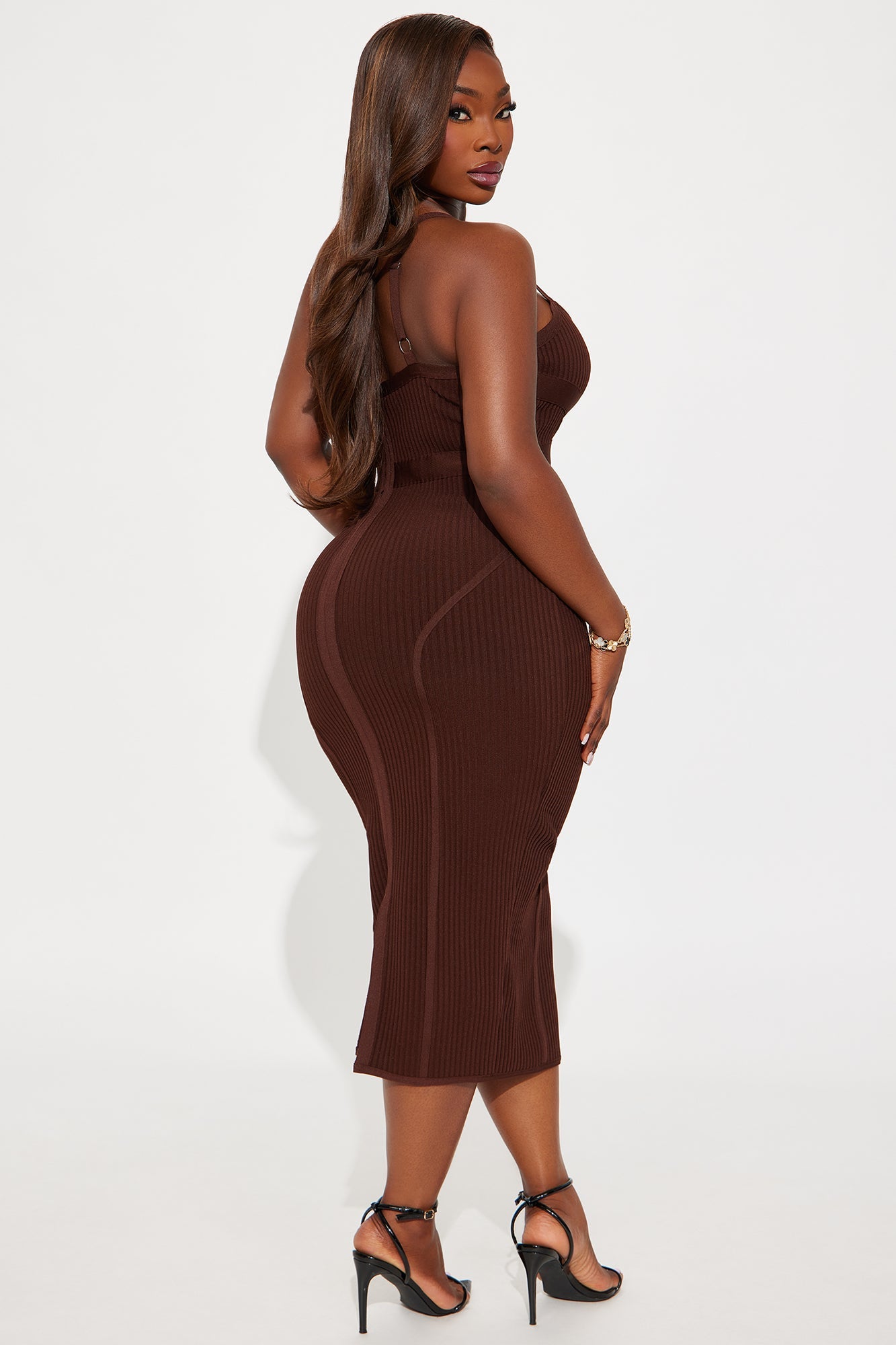 Misty Bandage Midi Dress - Chocolate