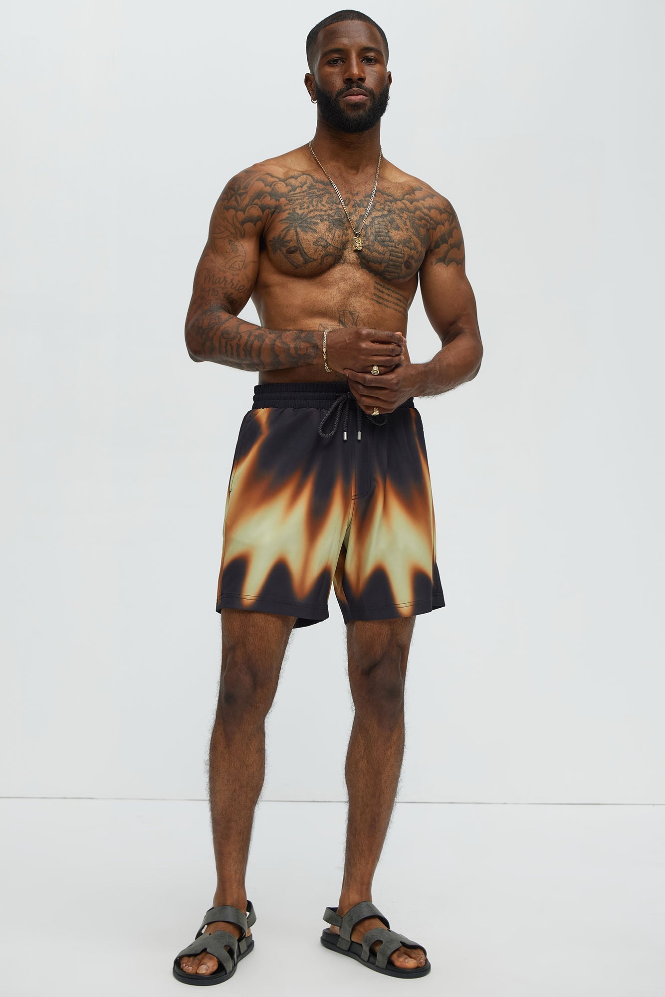 Echo Wave Swim Classic Trunk - Brown/combo