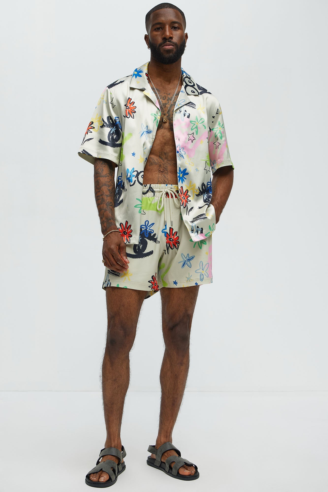 Graffiti Bloom Swim Trunk 6″ - Multi Color
