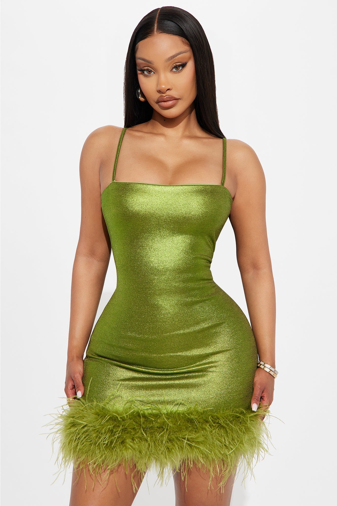 One Night Only Metallic Mini Dress - Green