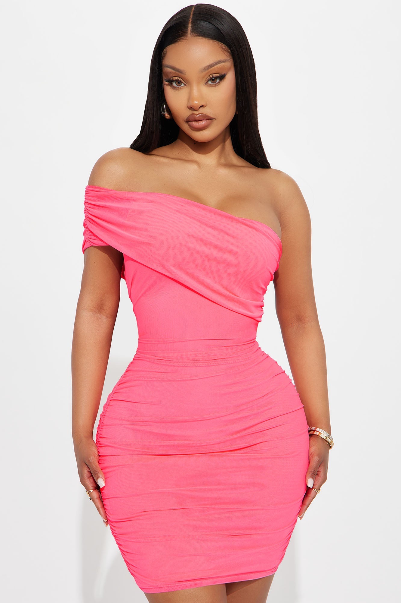 Real Legacy Mesh Mini Dress - Hot Pink