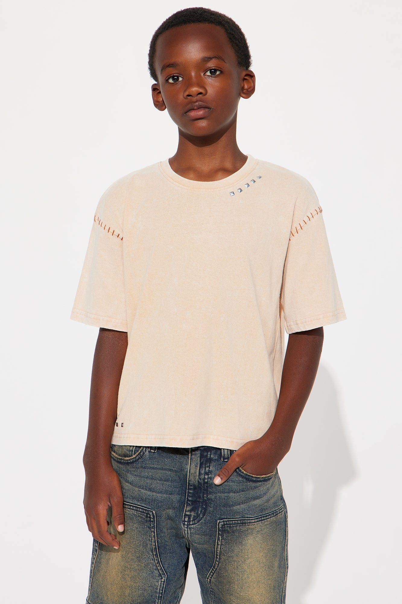 Mini Fresh Studded T-Shirt - Khaki
