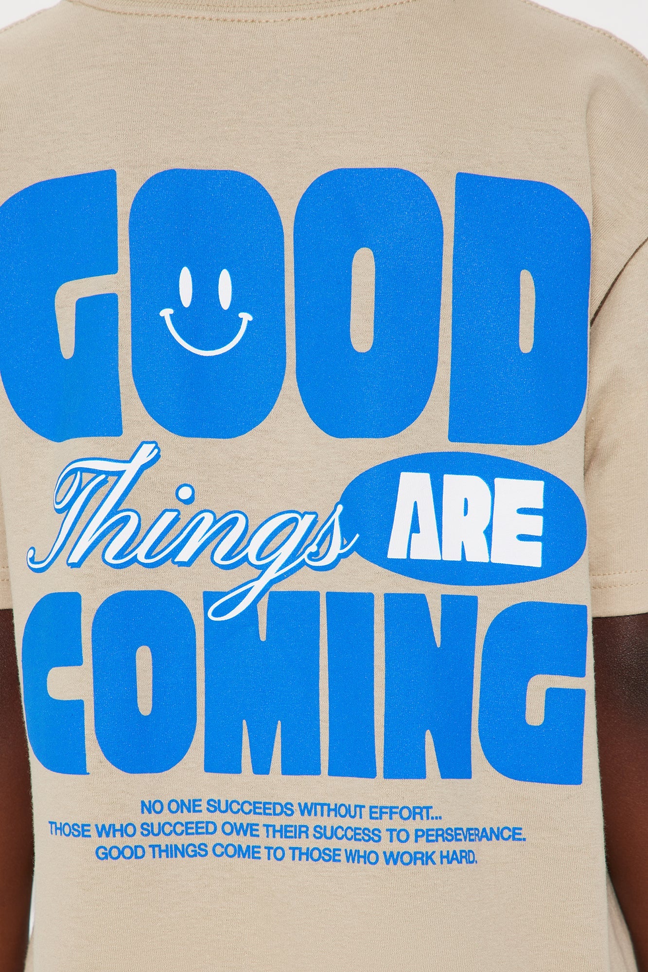Mini Good Things Coming Short Sleeve Front/Back Tee - Natural
