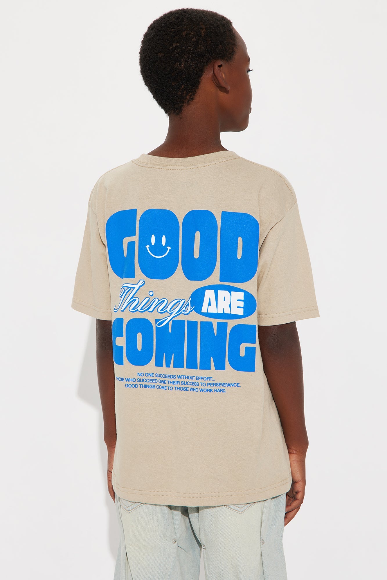Mini Good Things Coming Short Sleeve Front/Back Tee - Natural