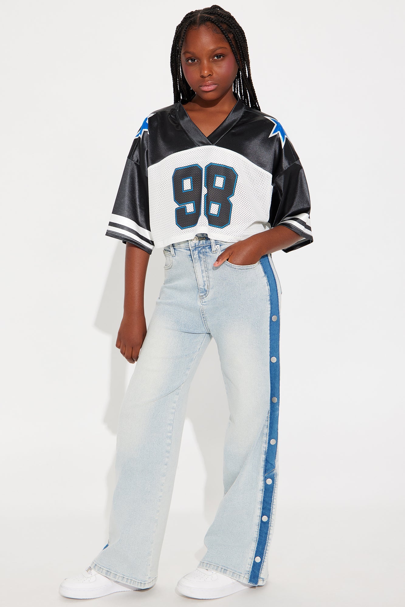 Mini Snap Out Of It Wide Leg Jeans - Light Wash