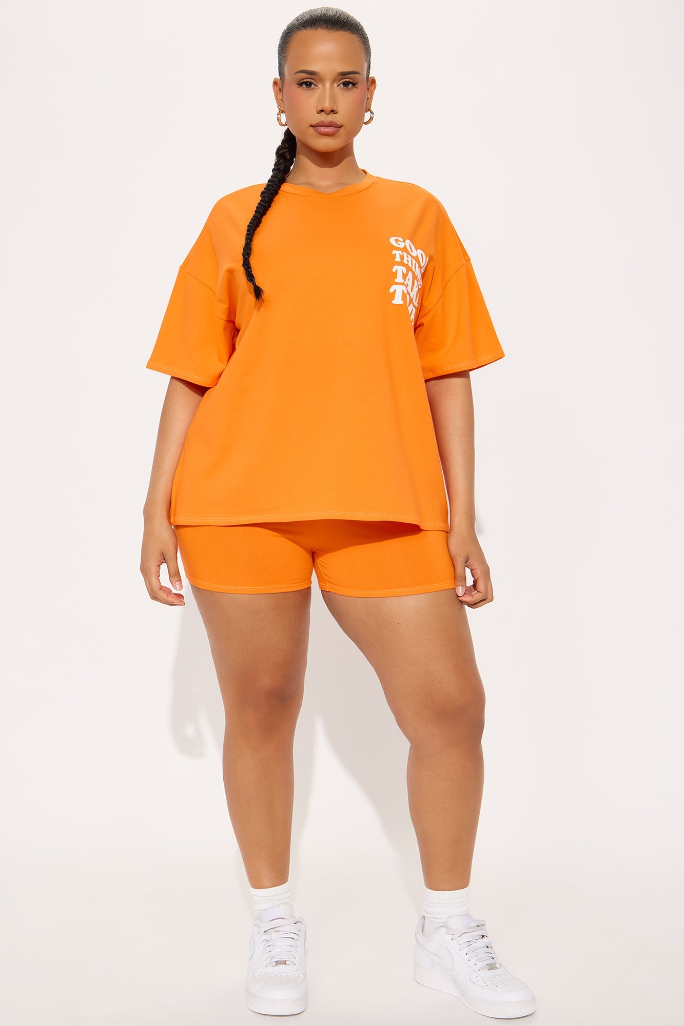 Good Things Take Time Biker Short Set - Orange