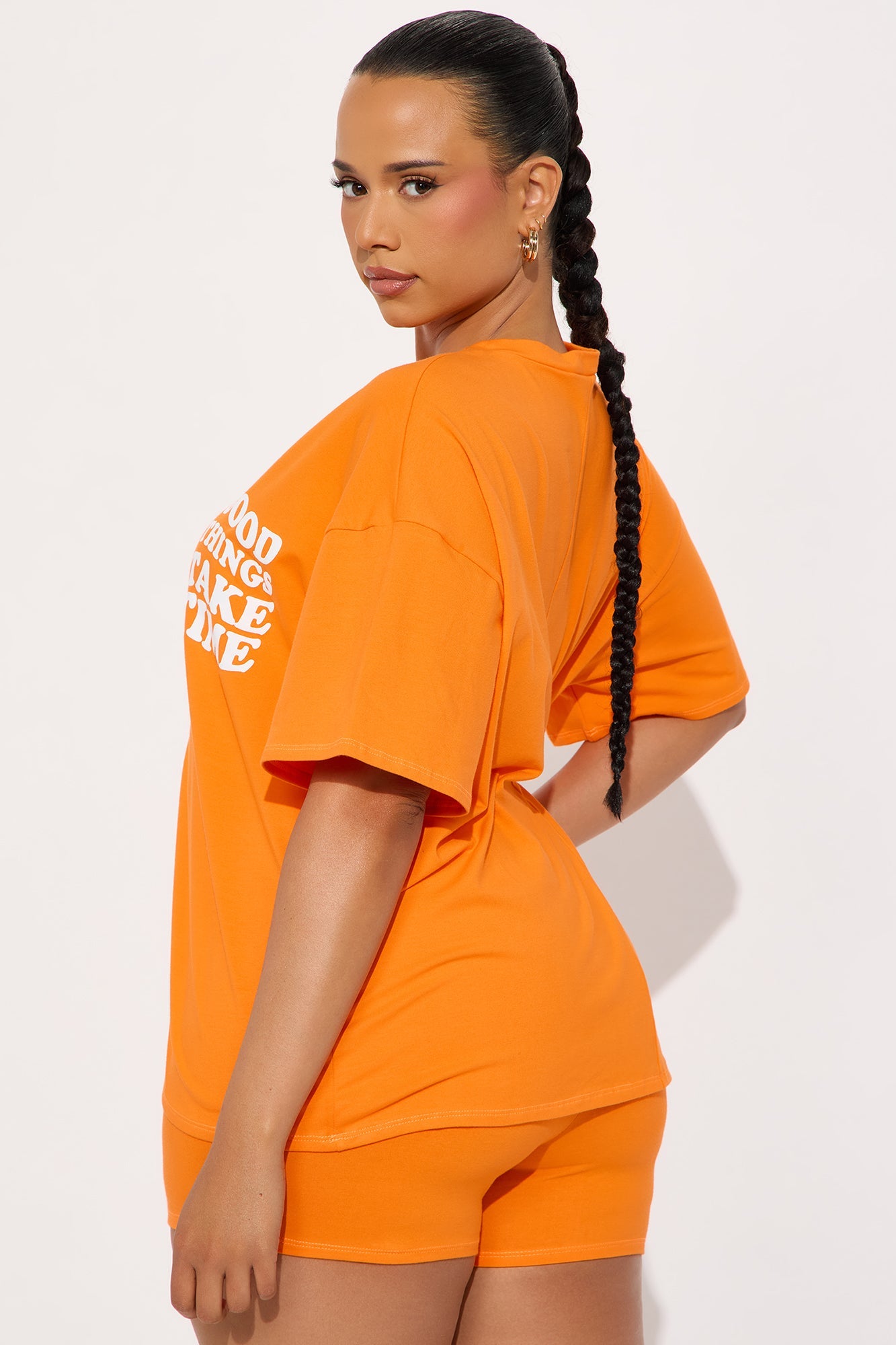 Good Things Take Time Biker Short Set - Orange