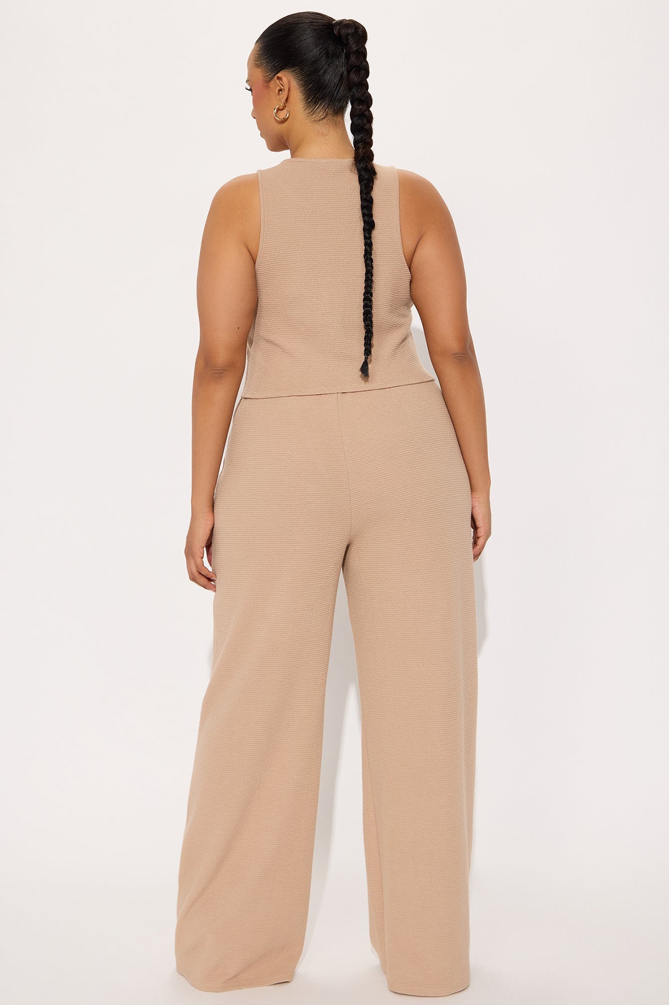 Alana Textured Wide Leg Pant Set - Taupe