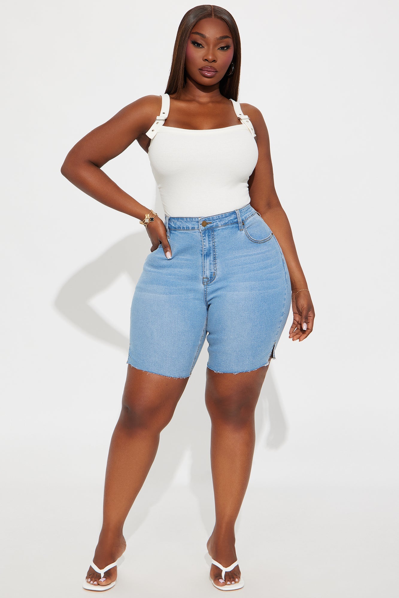 Buckle Up Ribbed Tank Top - Ivory