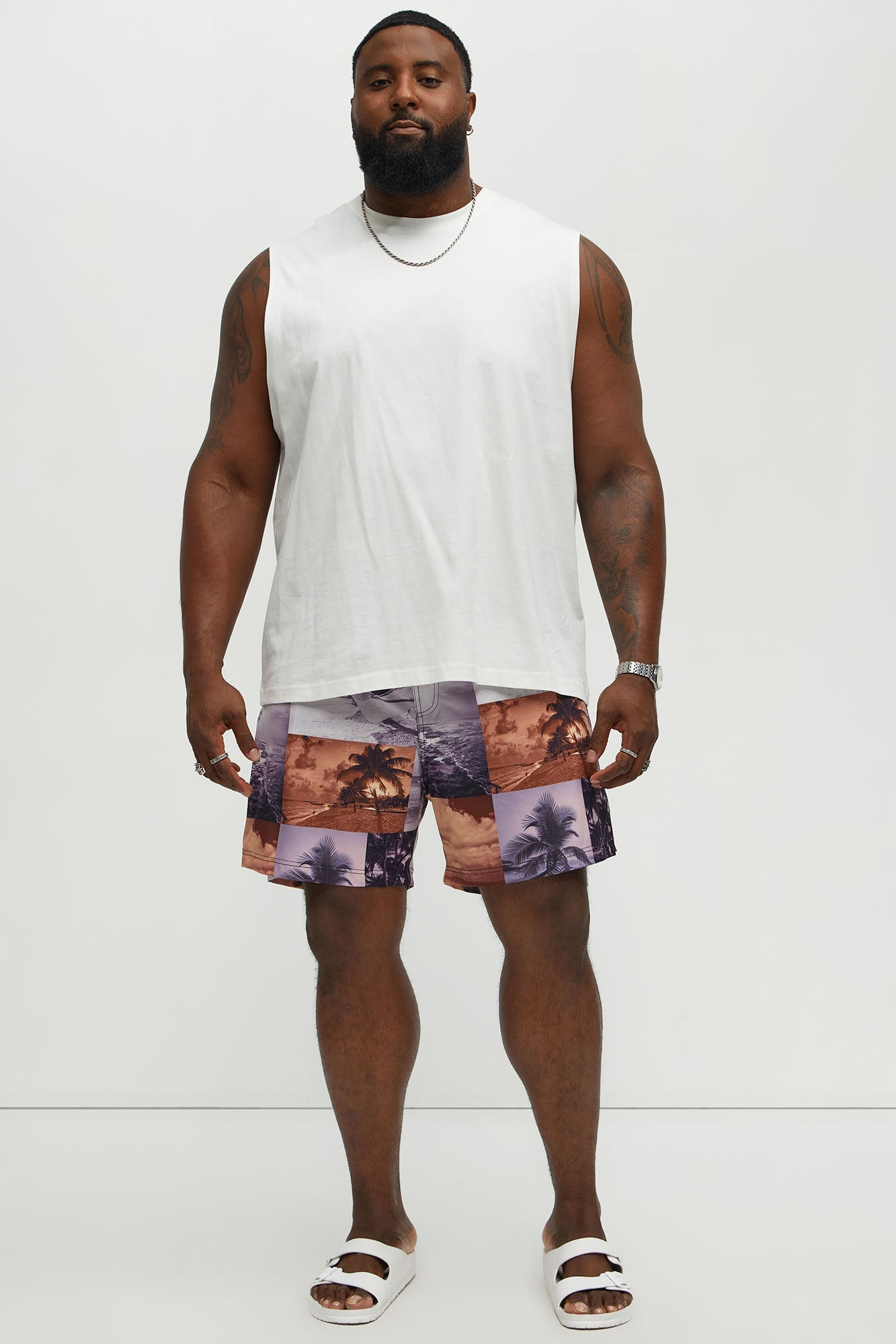 Tropical Focus Swim Mid Trunk - Brown/combo