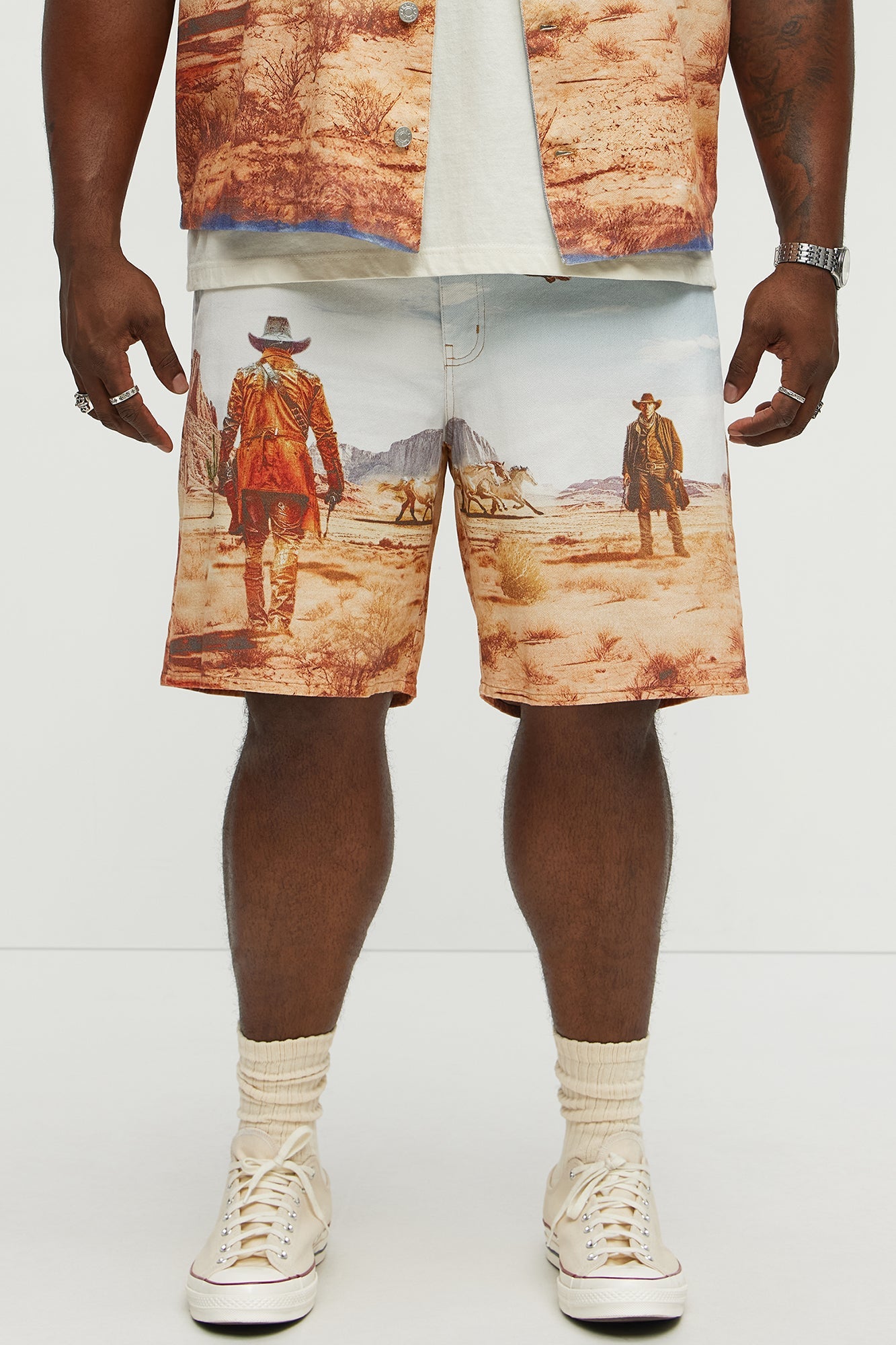 Stand Off Relaxed Denim Shorts - Multi Color