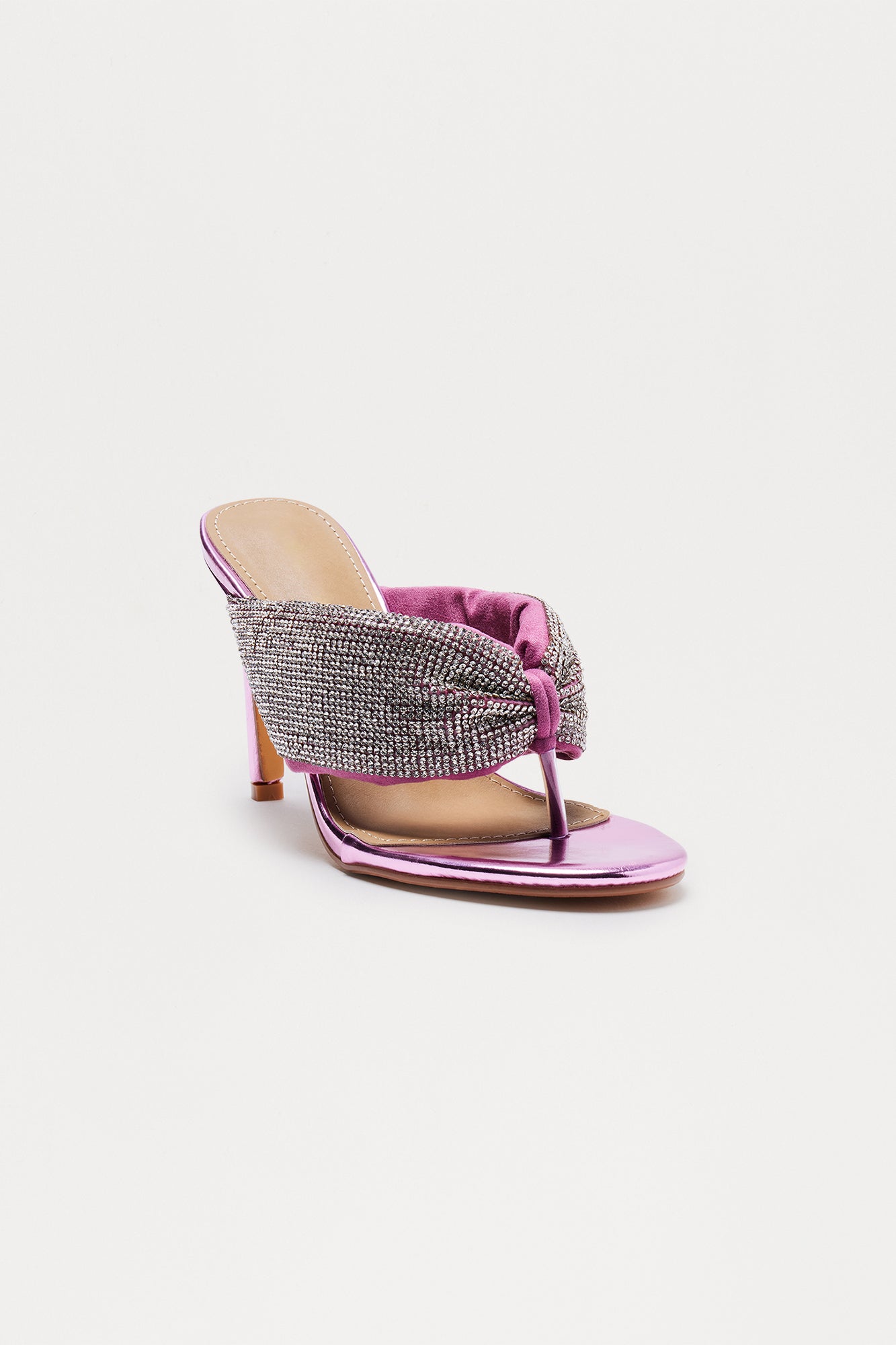 Rowie Rhinestone Thong Heels - Pink
