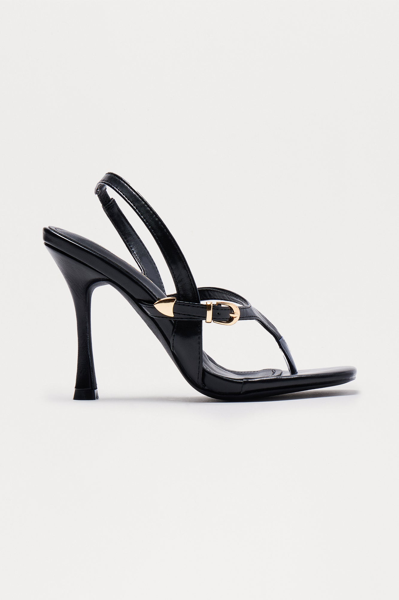 Gin Buckle Slingback Stiletto Heels - Black