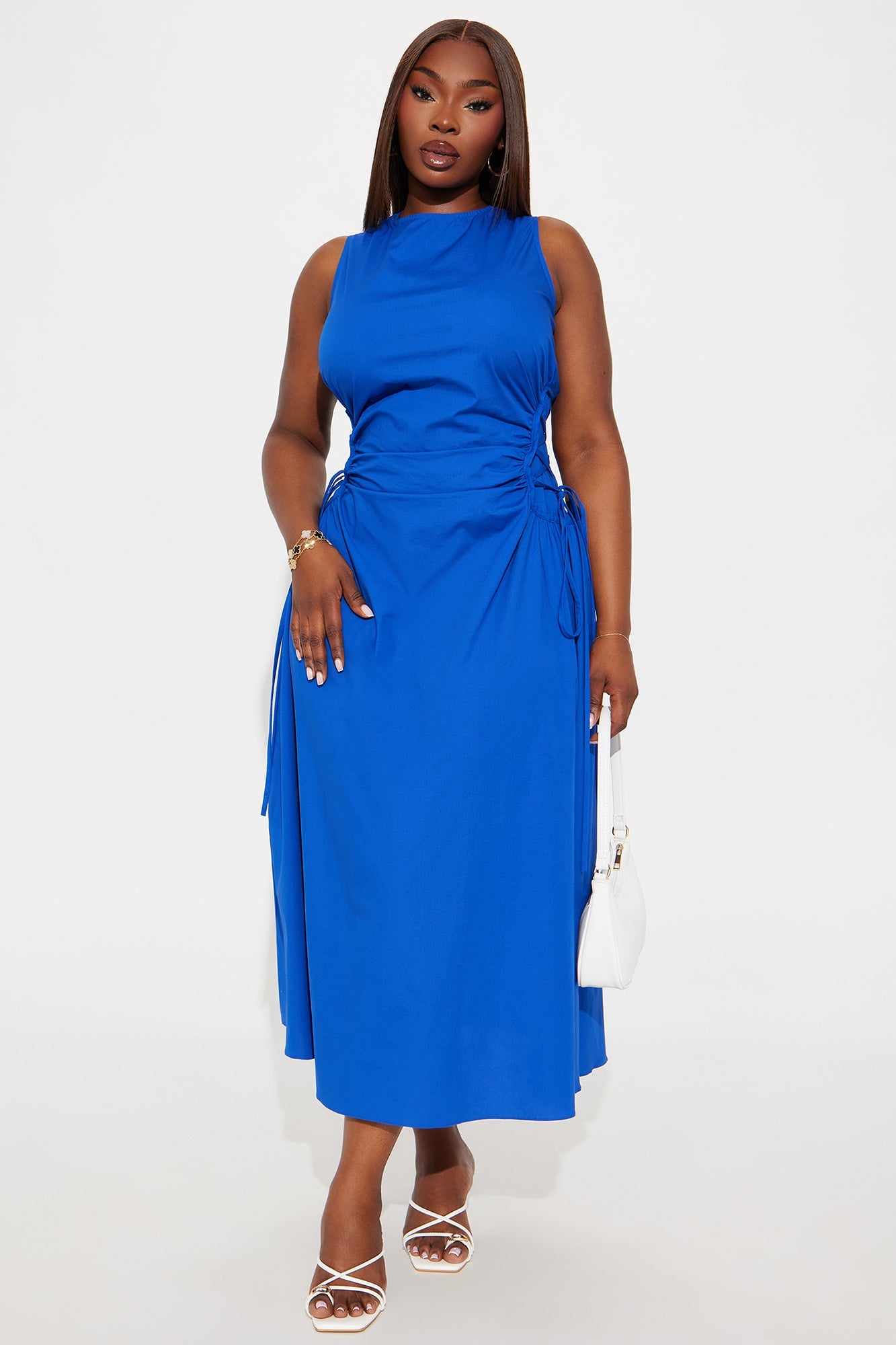 Emmaline Poplin Midi Dress - Blue