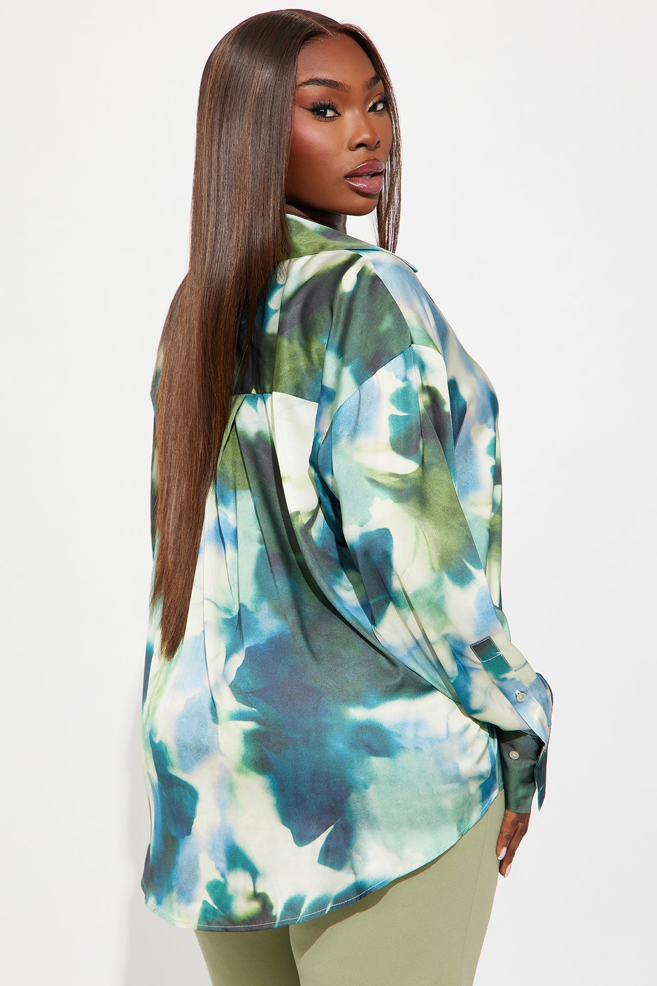 Artsy Moments Satin Shirt - Blue/combo