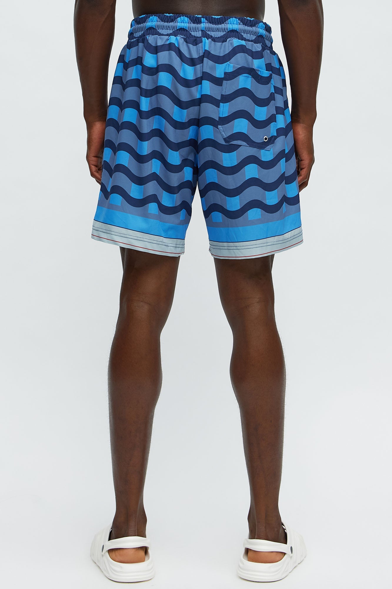 Sculpted Waves Printed Swim Classic Trunk - Blue