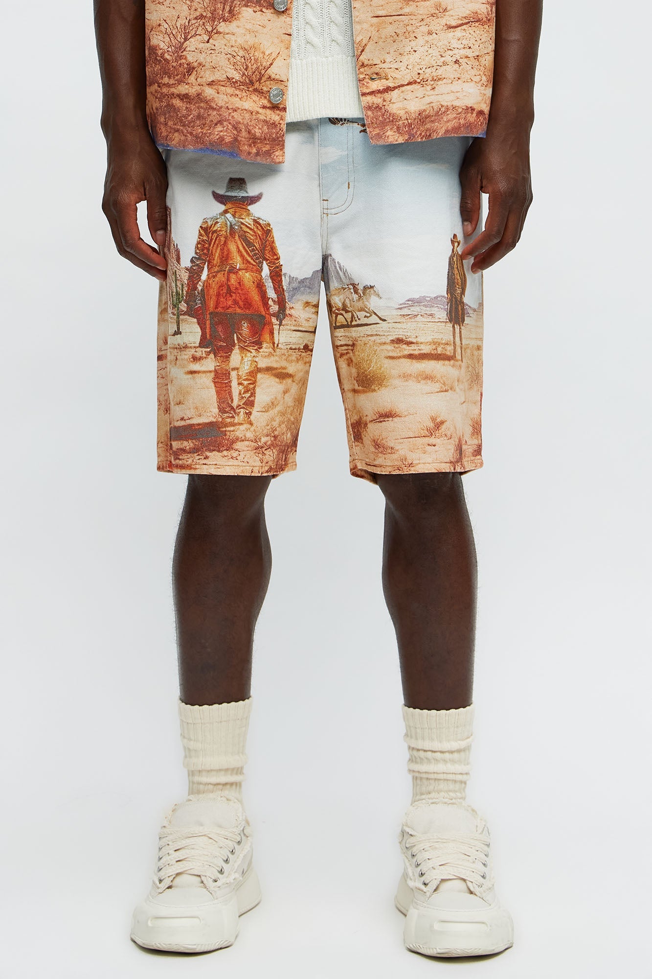 Stand Off Relaxed Denim Shorts - Multi Color