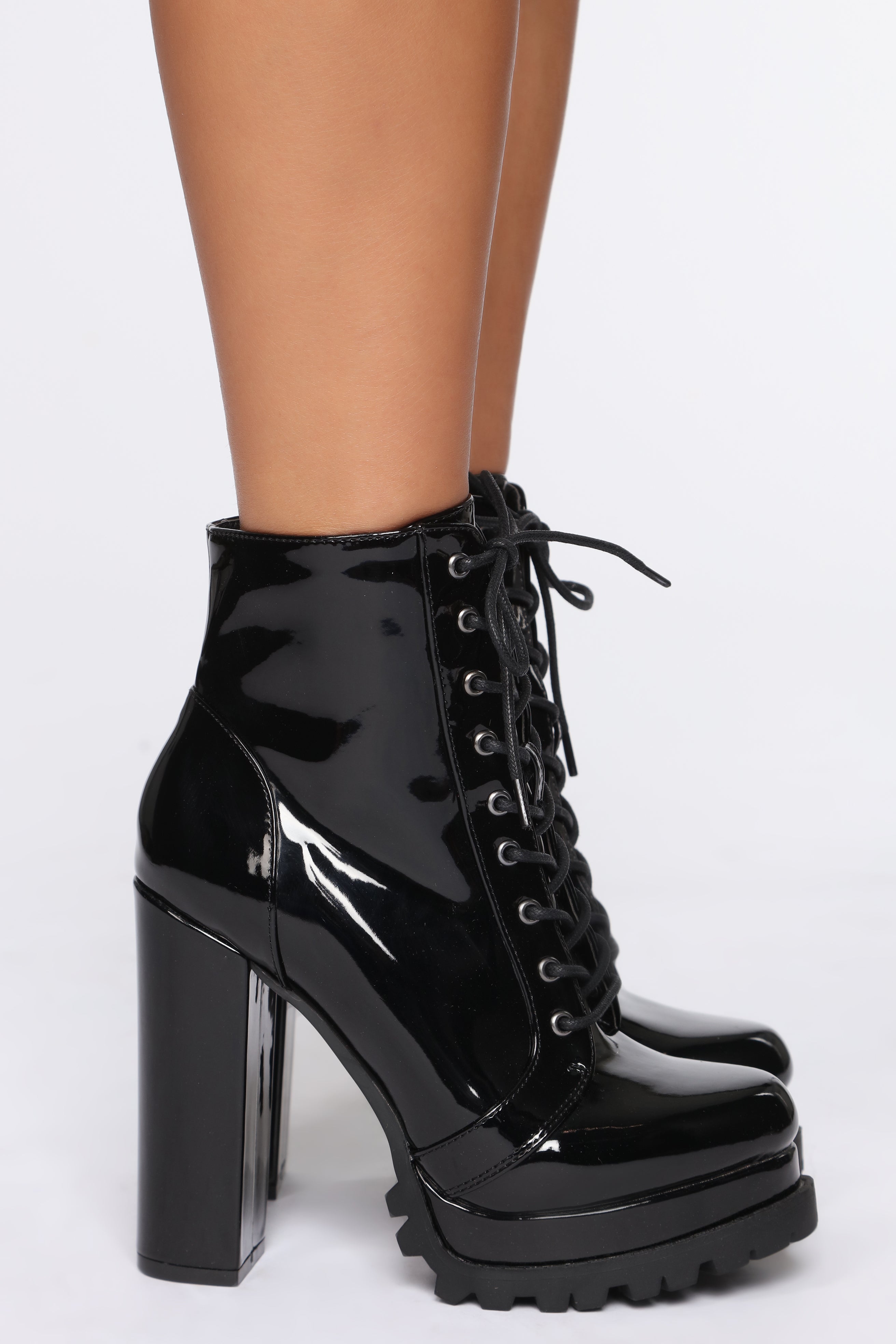 No Strings Attached Booties - Black Patent