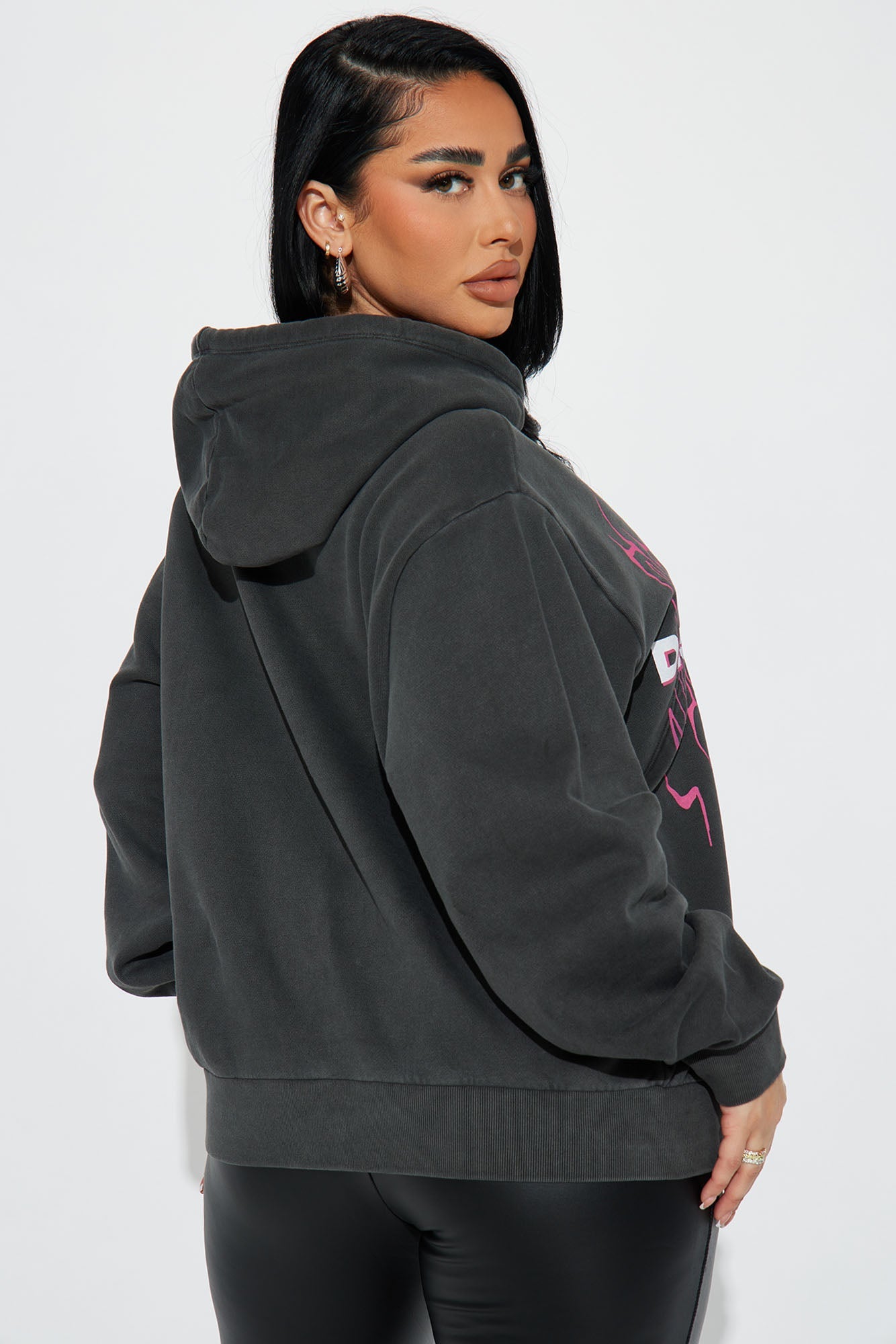 No Distractions Graphic Hoodie - Charcoal