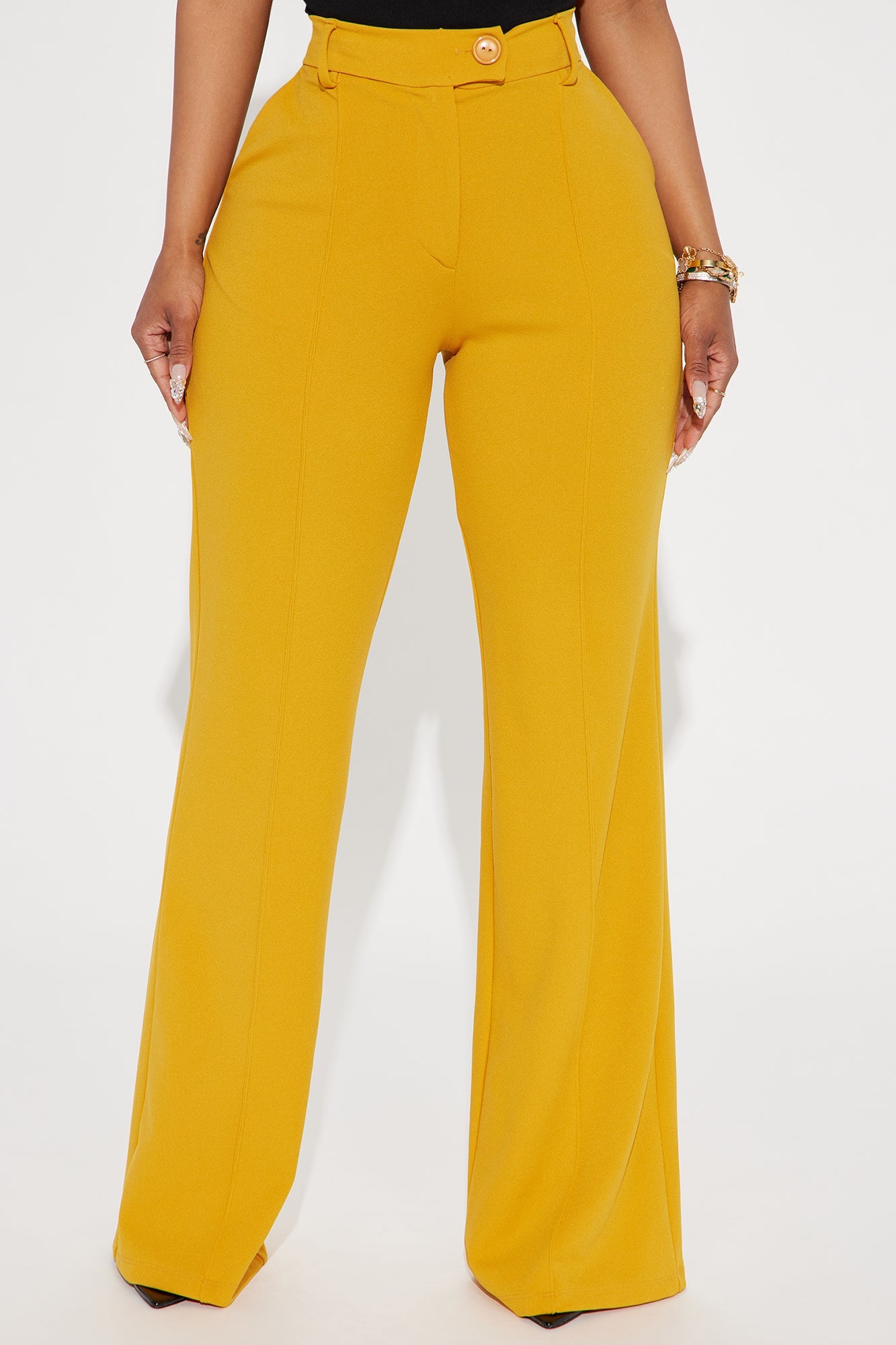 Heidi Wide Leg Trouser Pant - Mustard