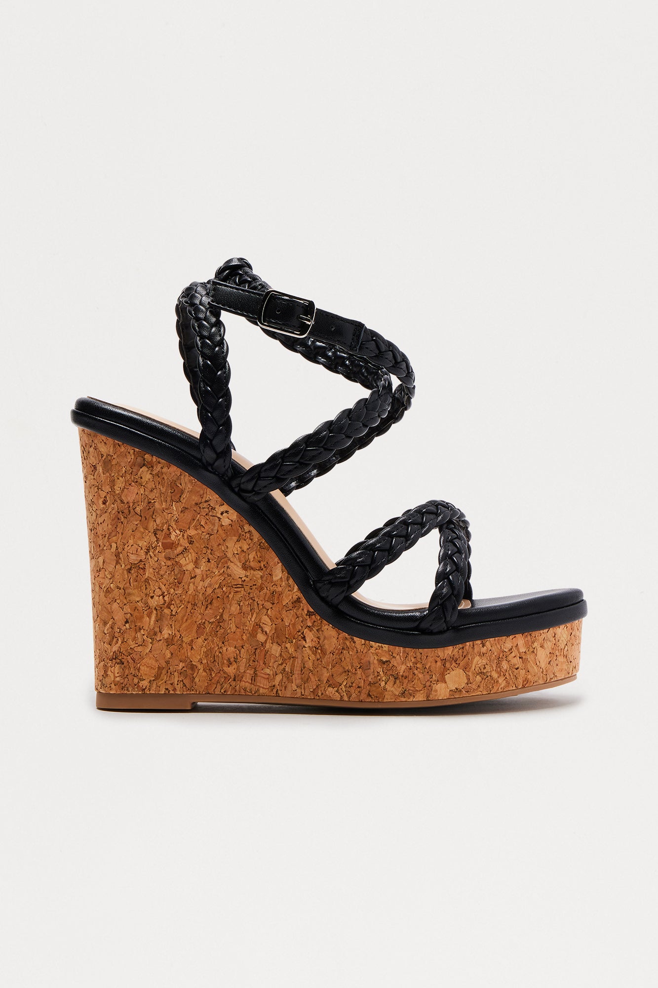 Raven Braided Cork Wedges - Black