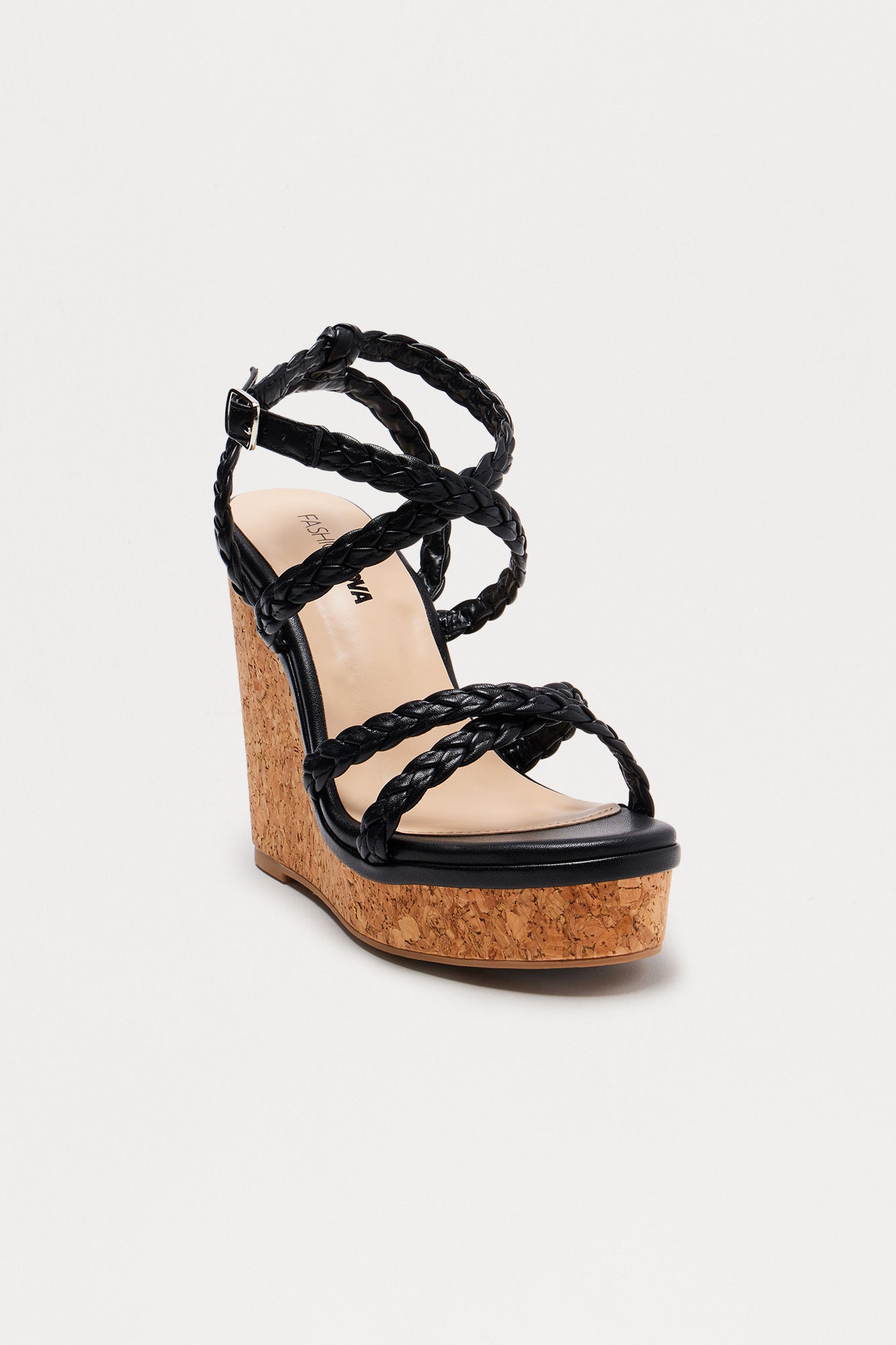 Raven Braided Cork Wedges - Black