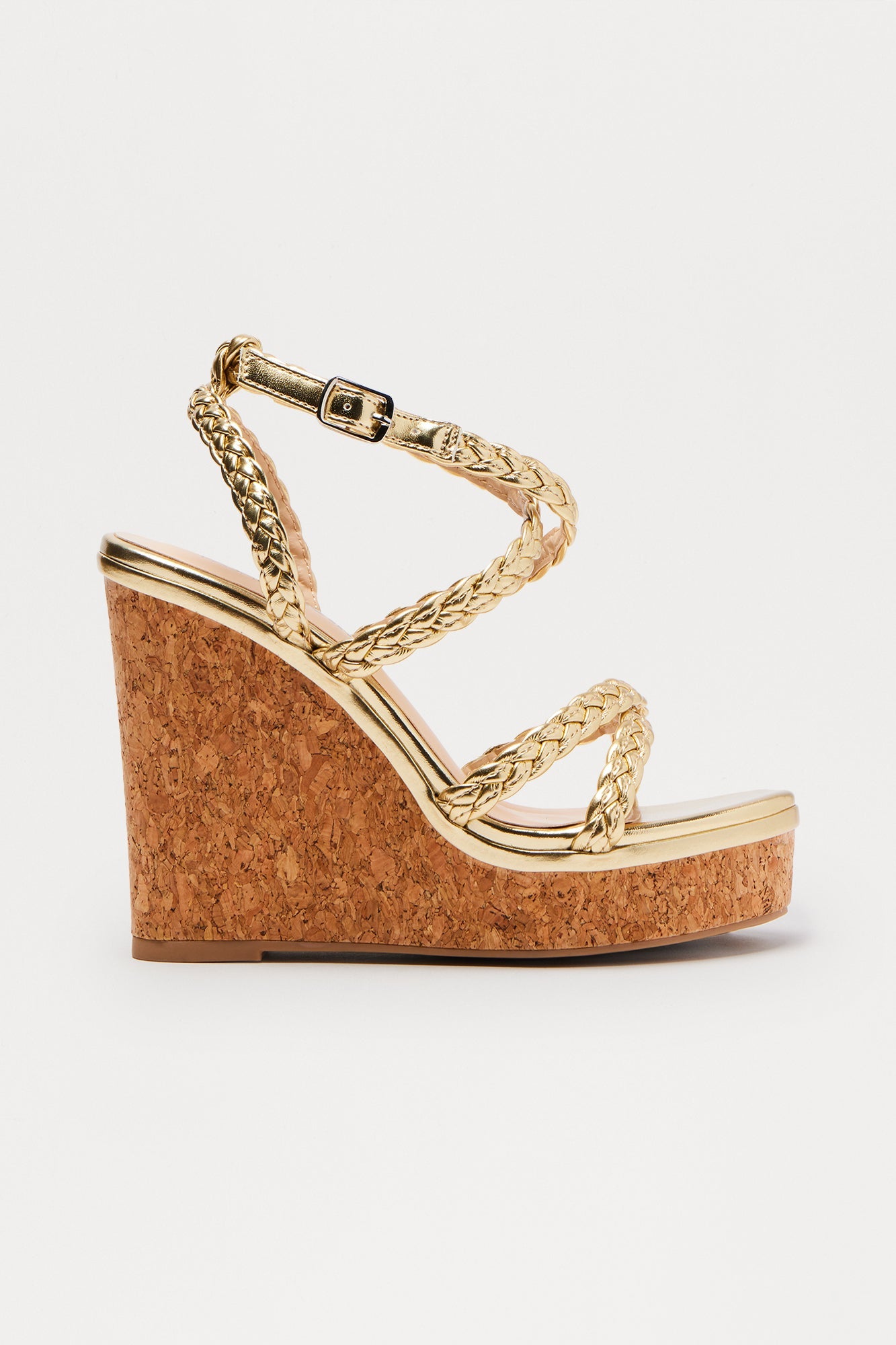 Raven Braided Cork Wedges - Gold