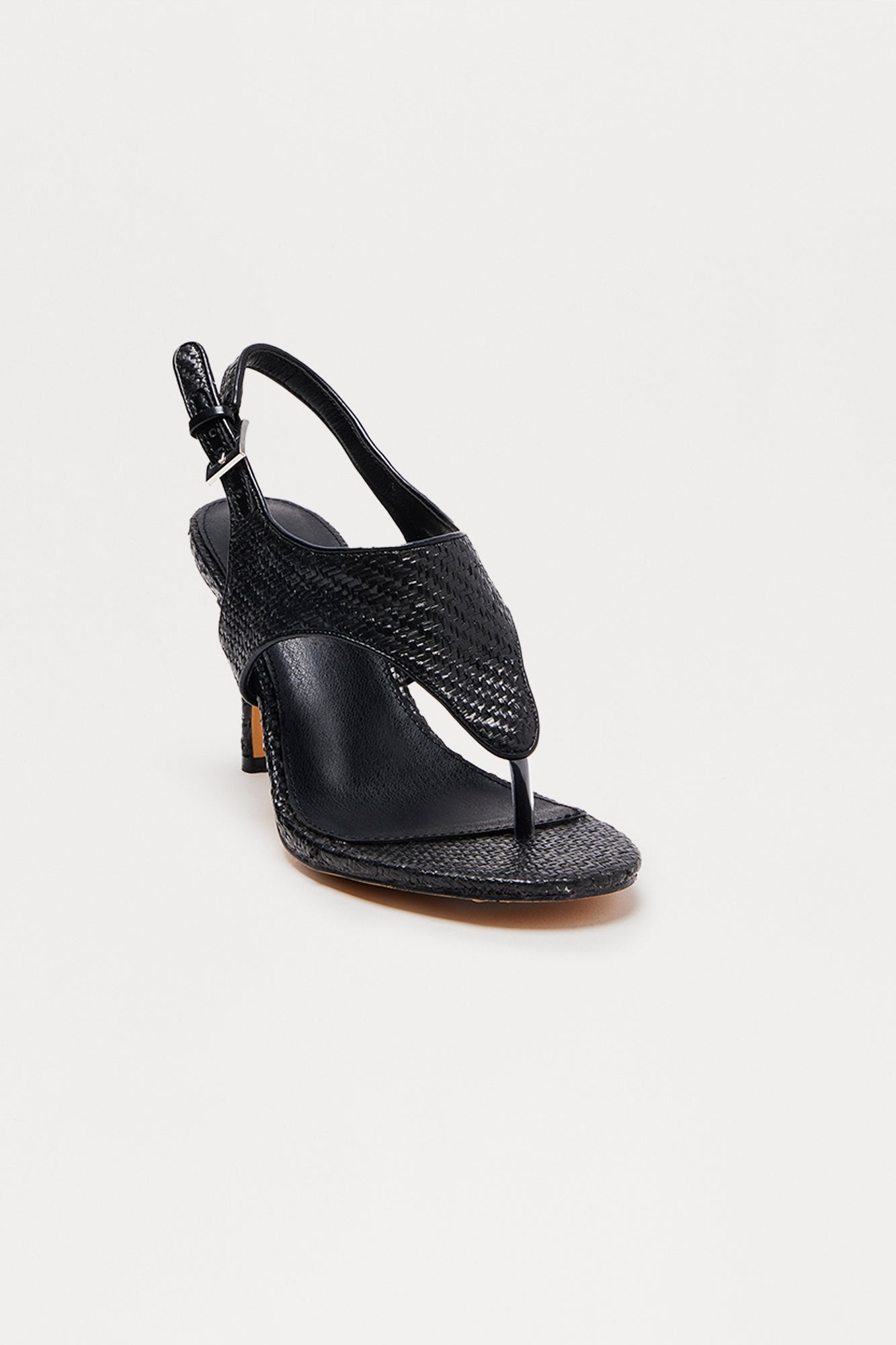 Cary Raffia Thong Heels - Black