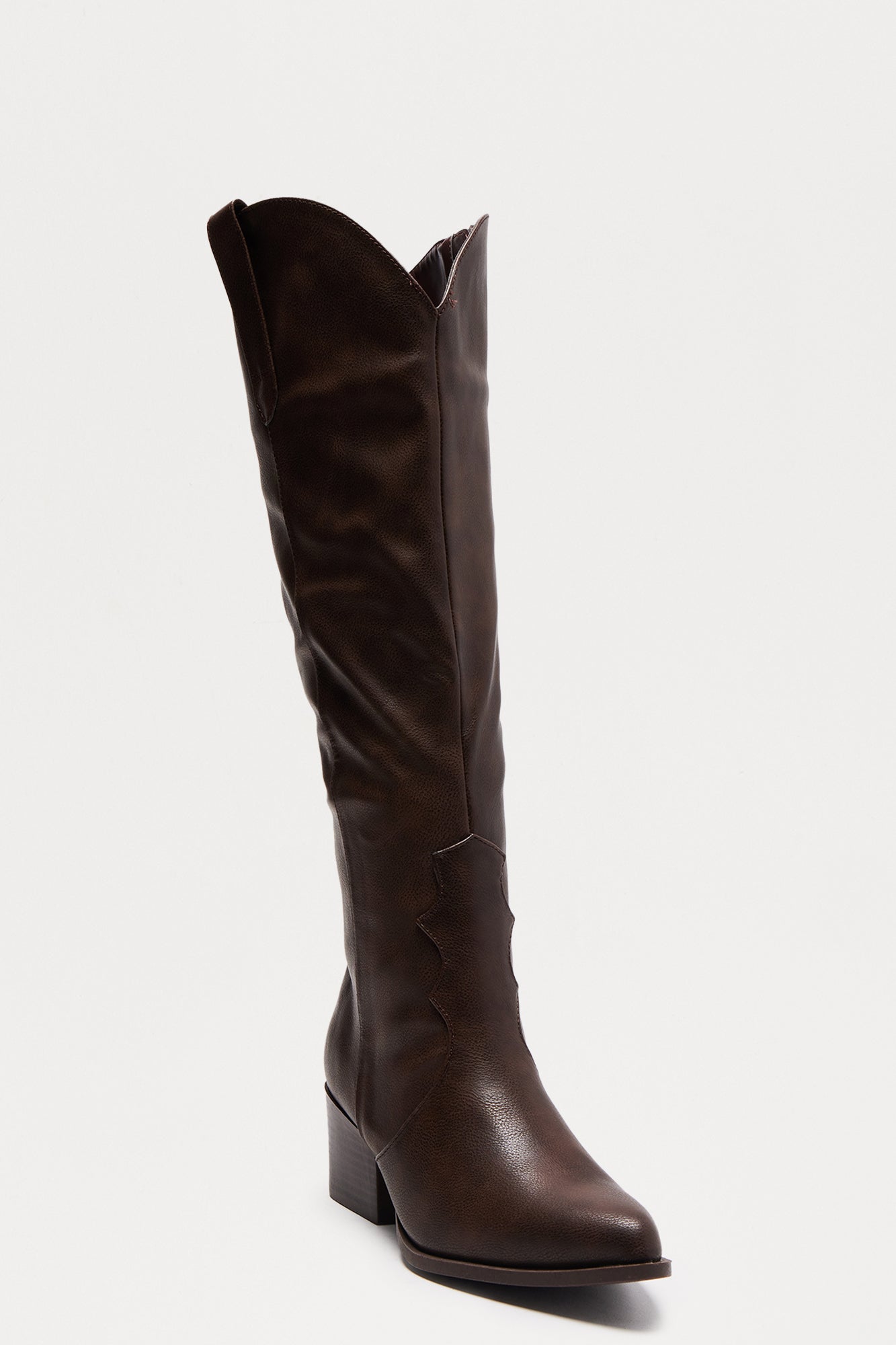 Camper Knee High Cowboy Boots - Brown