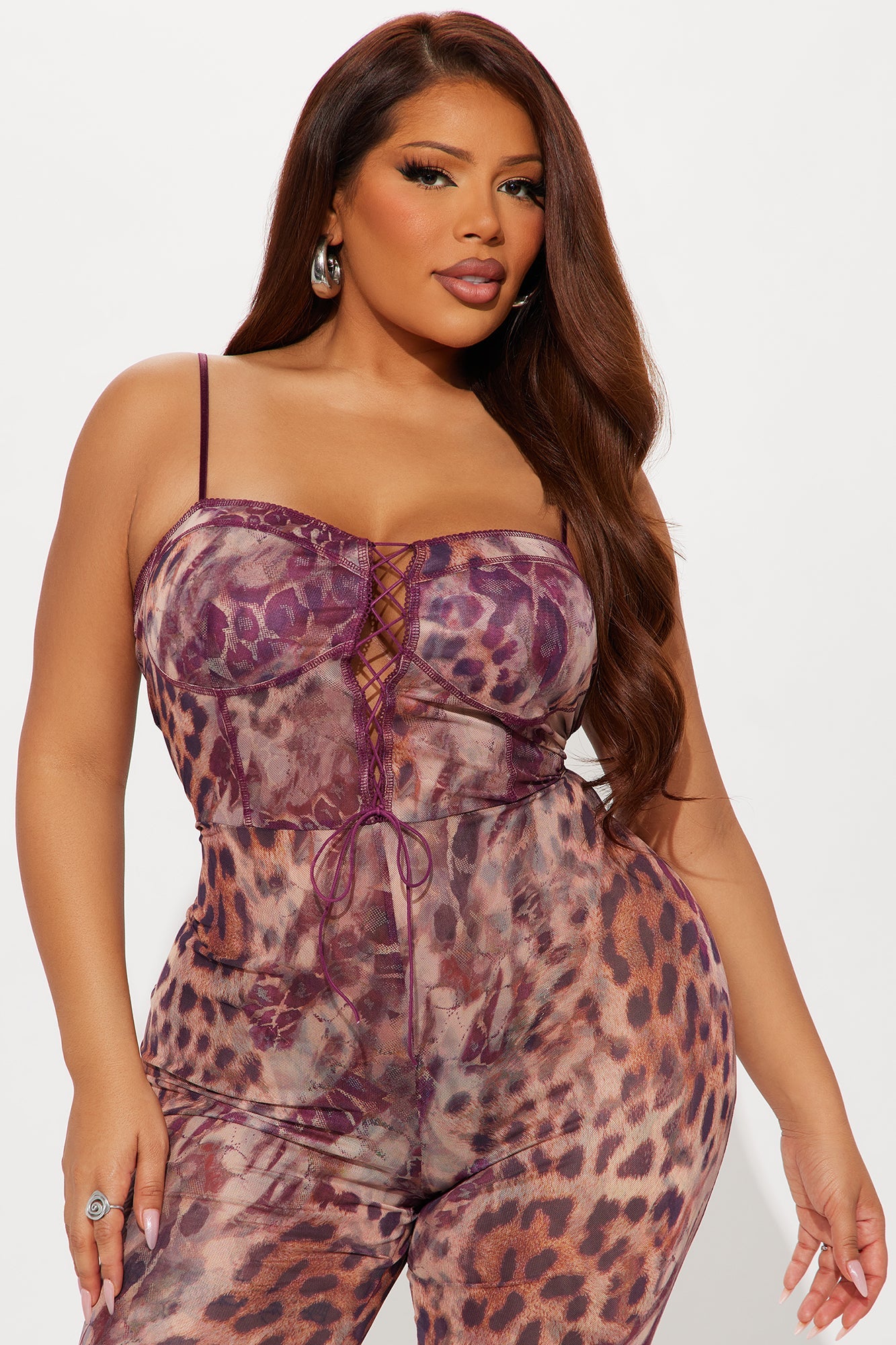 Wild Girl Mesh Jumpsuit - Purple/combo