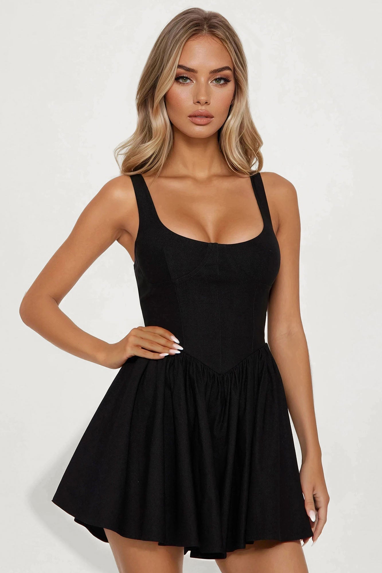 Valentine Twill Mini Dress - Black