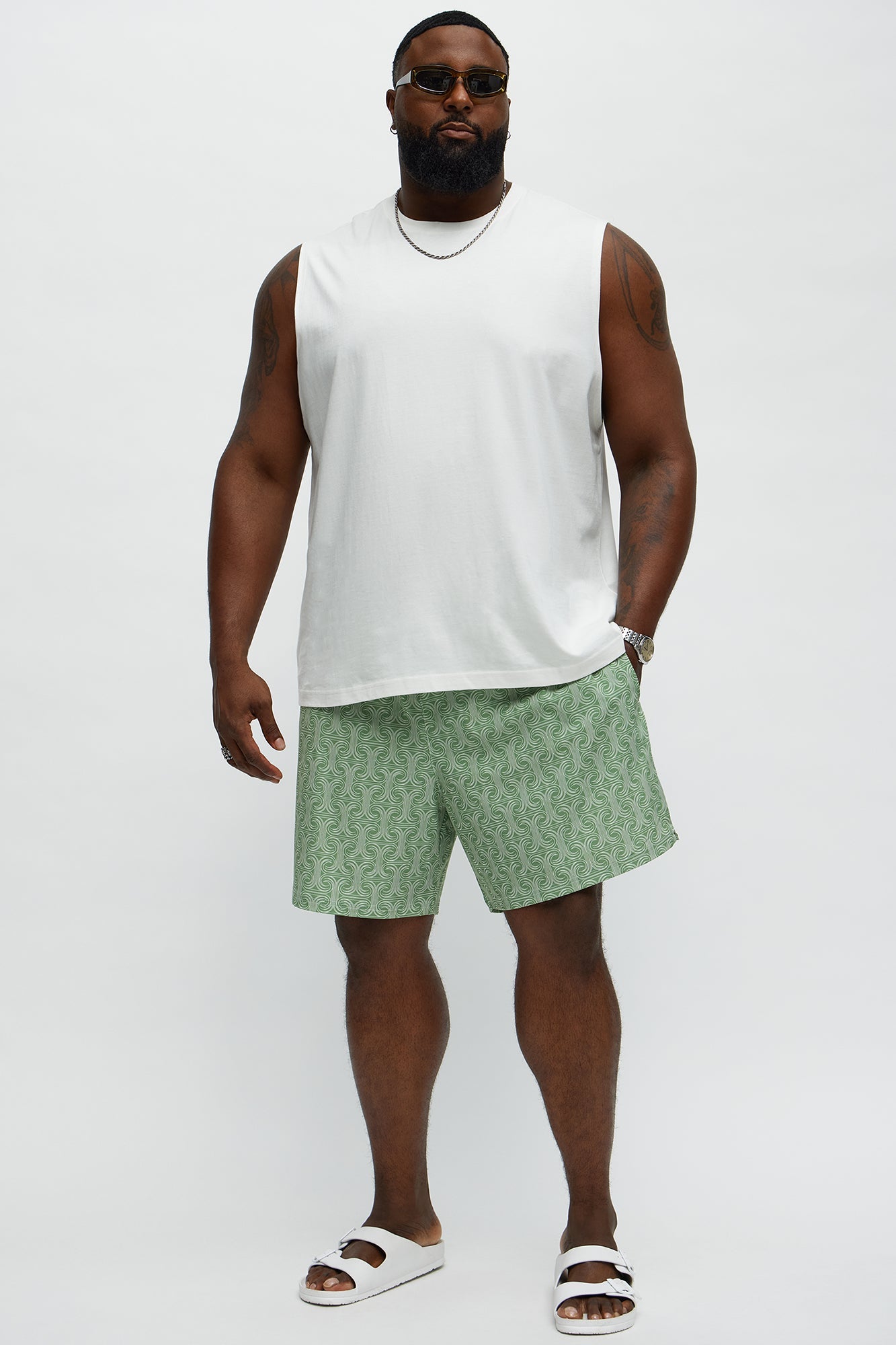 Temple Tide Swim Classic Trunk - Green/combo