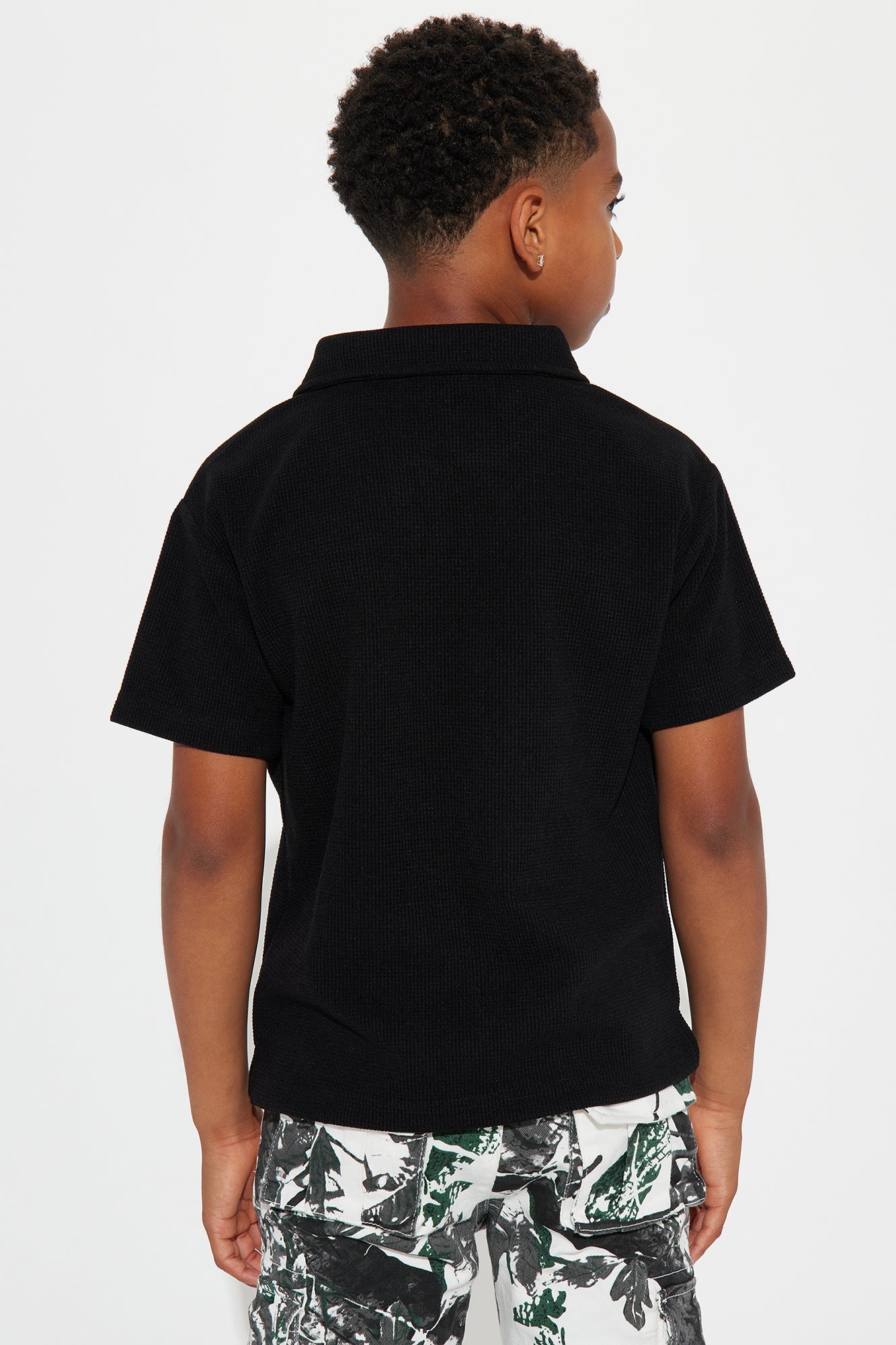 Mini Cairo Textured Polo - Black