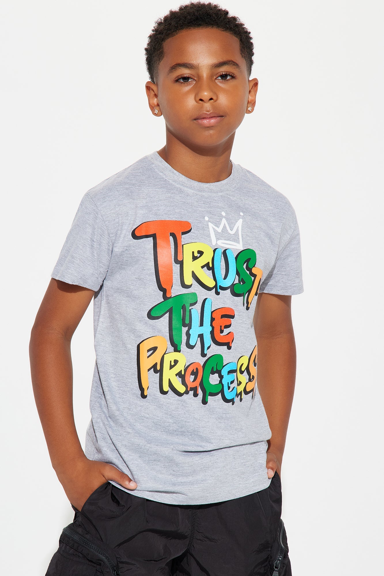 Mini Trust The Process Short Sleeve Tee - Heather Grey