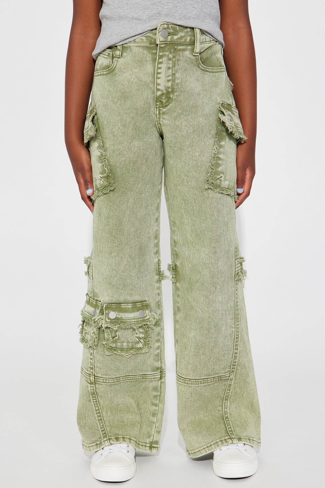 Mini Gillie Cargo Fray Pocket Jean - Green