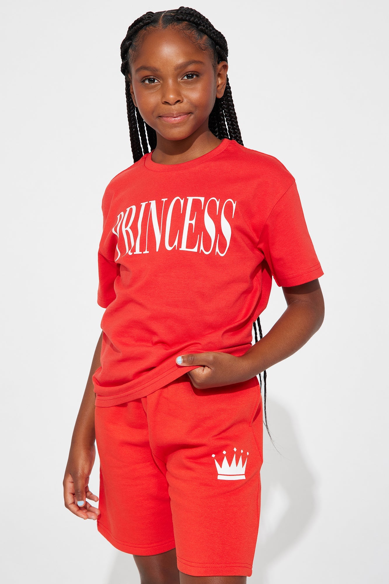 Family Goals Mini Princess Short Set - Red