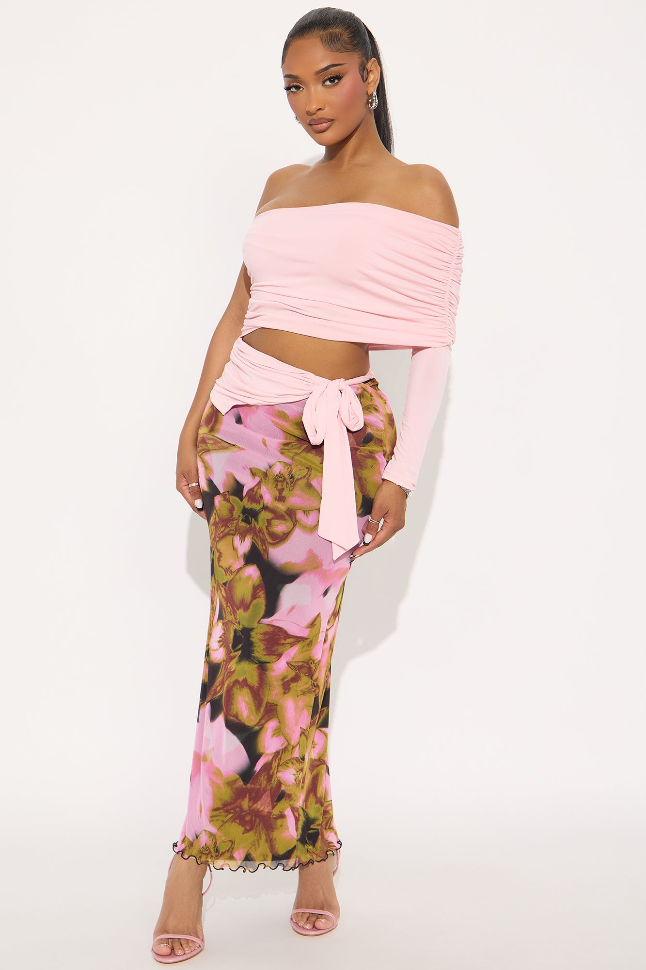 Striking One Shoulder Cut Out Top - Pink