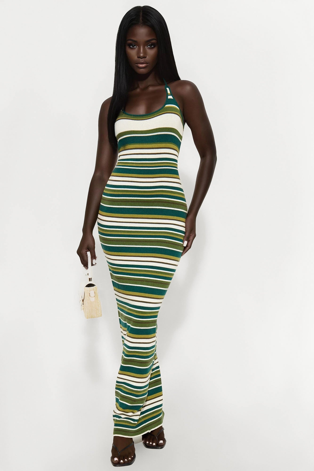 Lynette Striped Maxi Dress - Green/combo