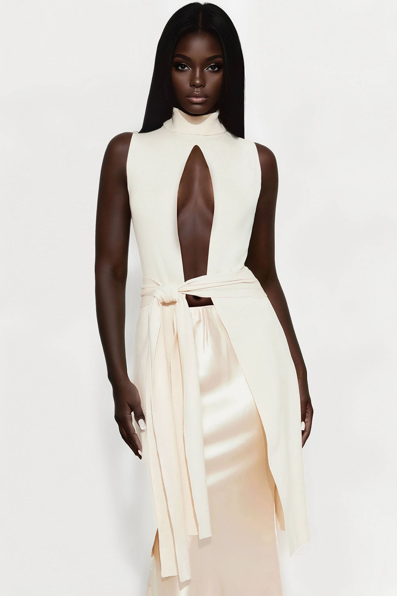 Make Up Your Mind Tie Waist Sweater - Ivory