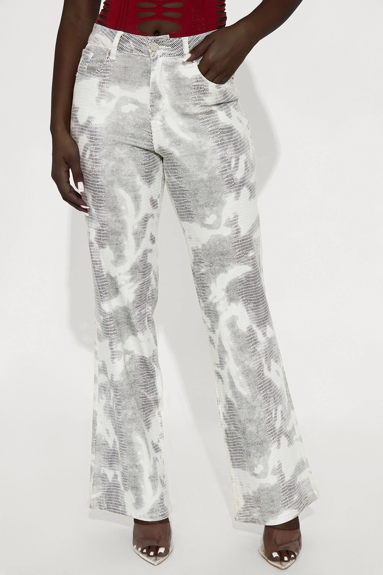 Wild Dreamer Printed Flare Jeans - White/combo
