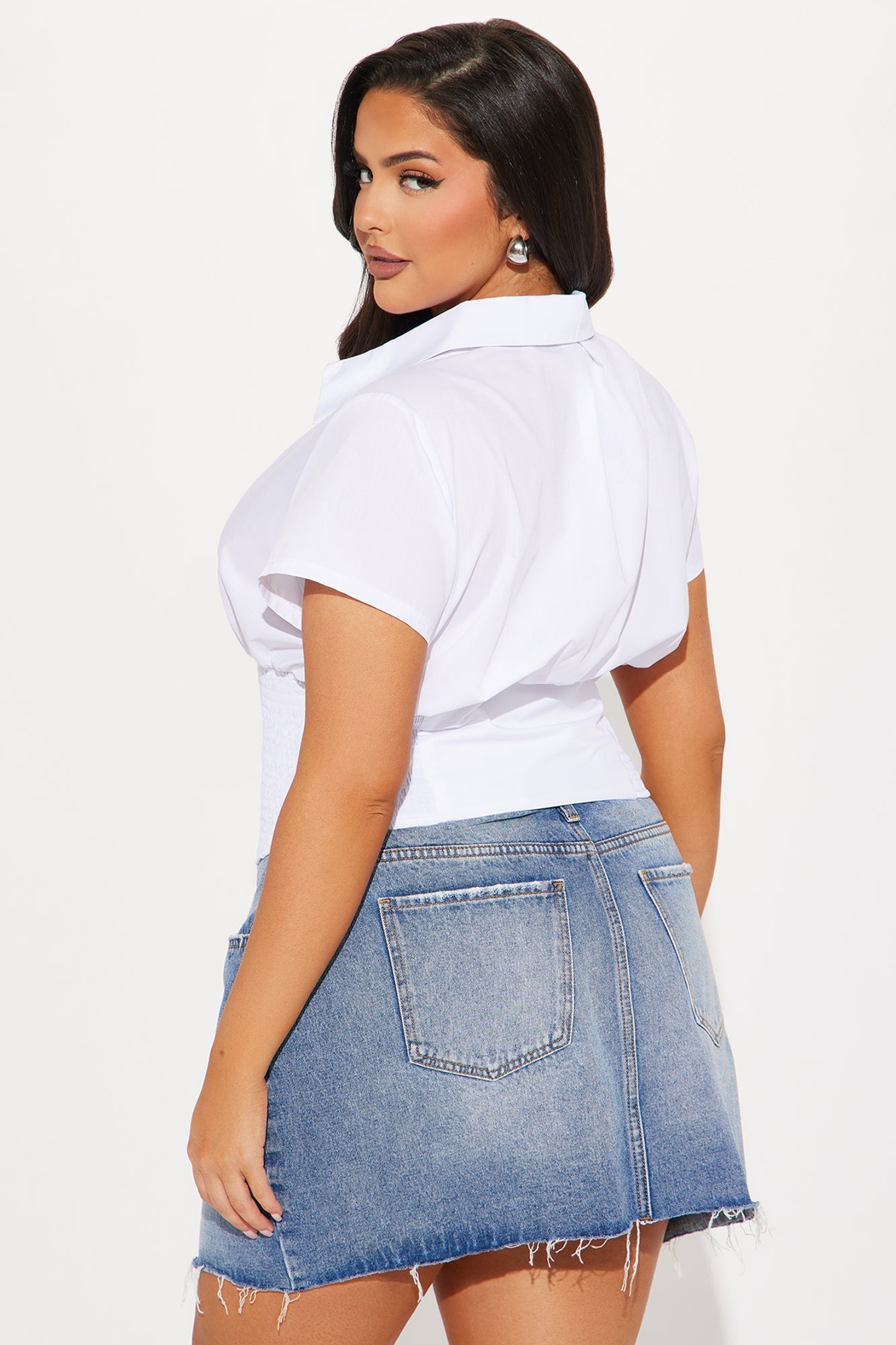 Endless Talks Short Sleeve Corset Top - White