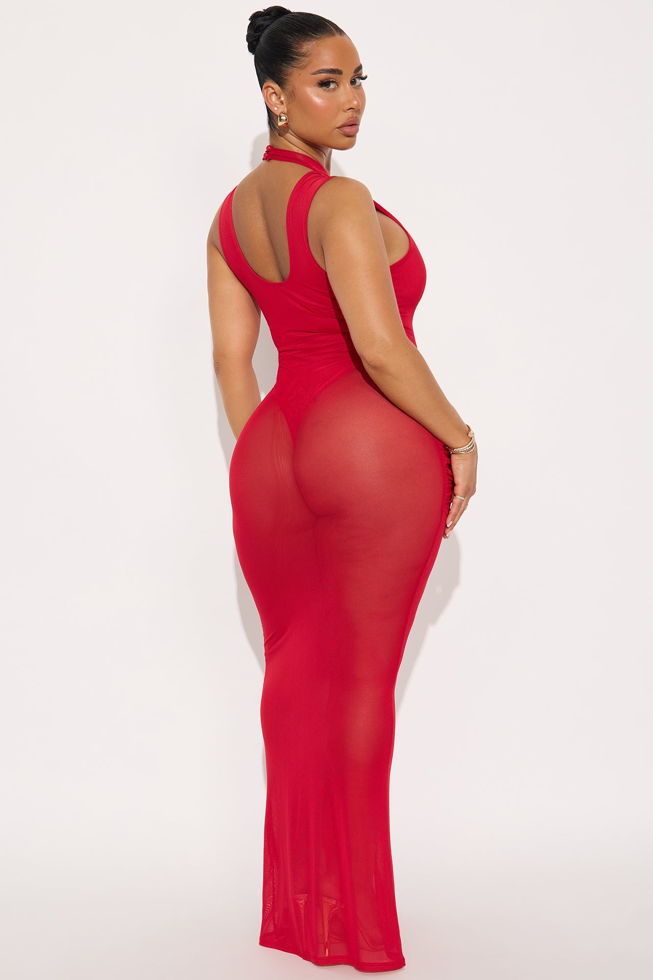 On Your Mind Mesh Maxi Dress - Red